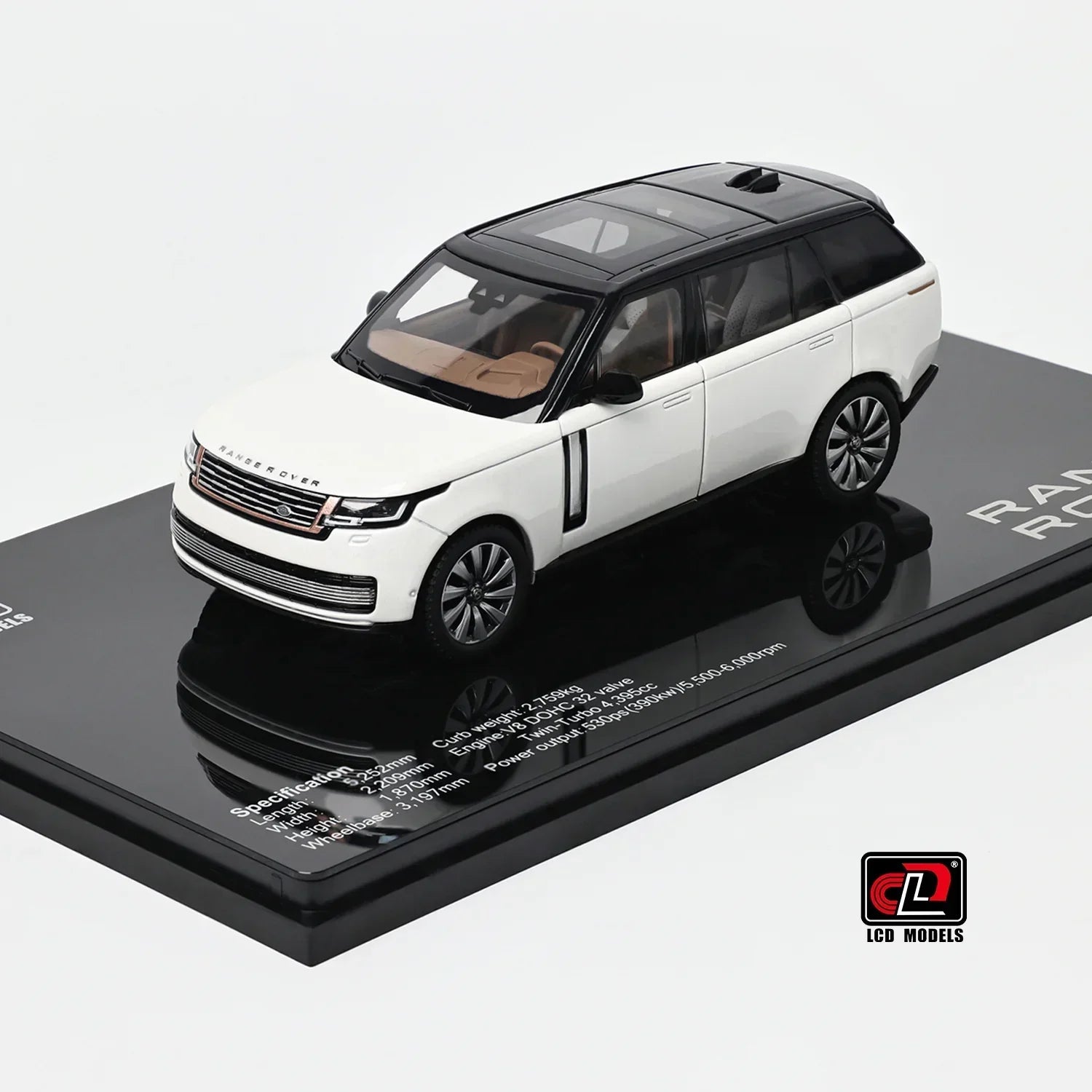 Premium scale diecast model car – Land Rover Range Rover SV SERENITY, 1:43 Scale (White with Black Roof) Collectible