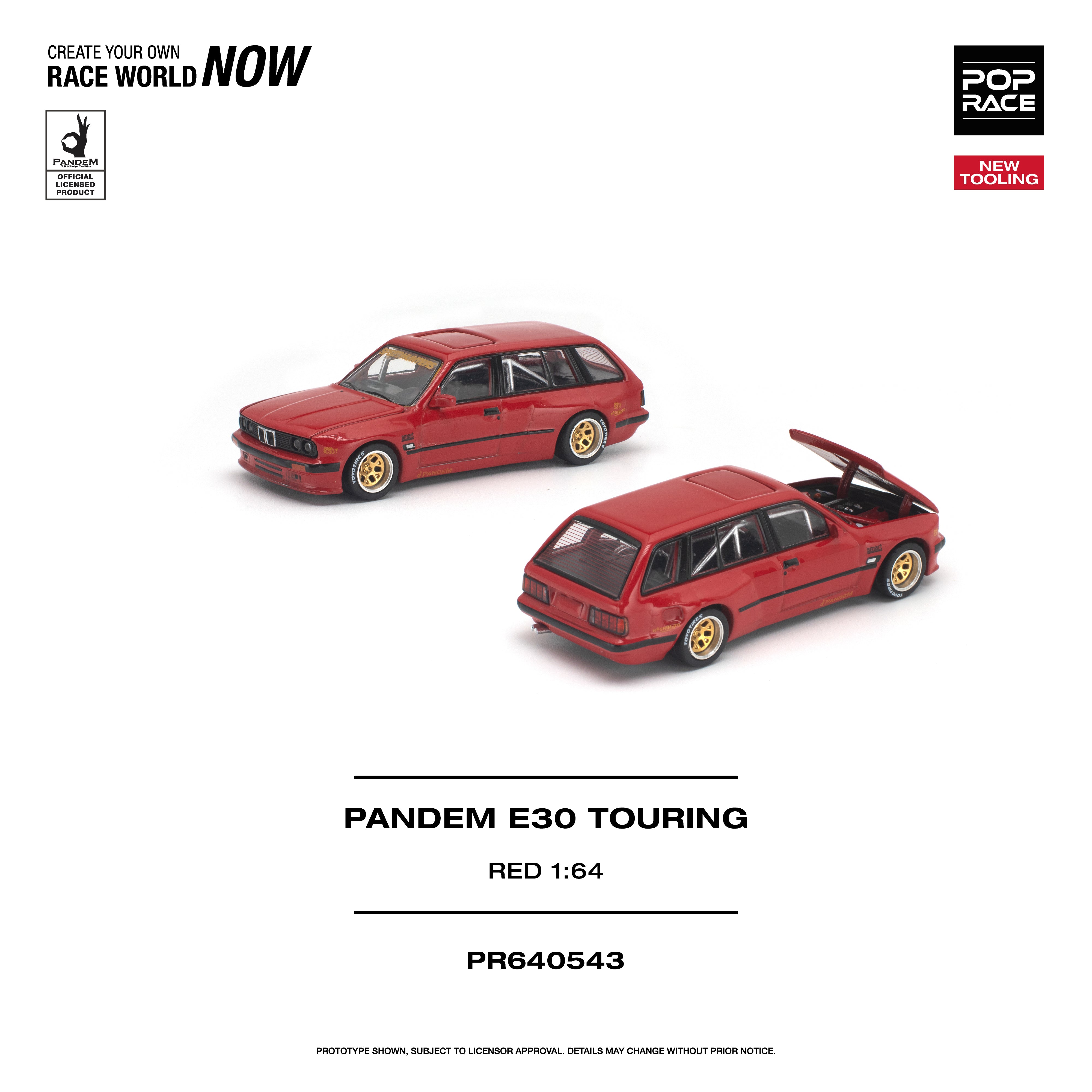Premium scale diecast model car – *PRE-ORDER* Pandem E30 Touring, 1:64 Scale (Red) Collectible