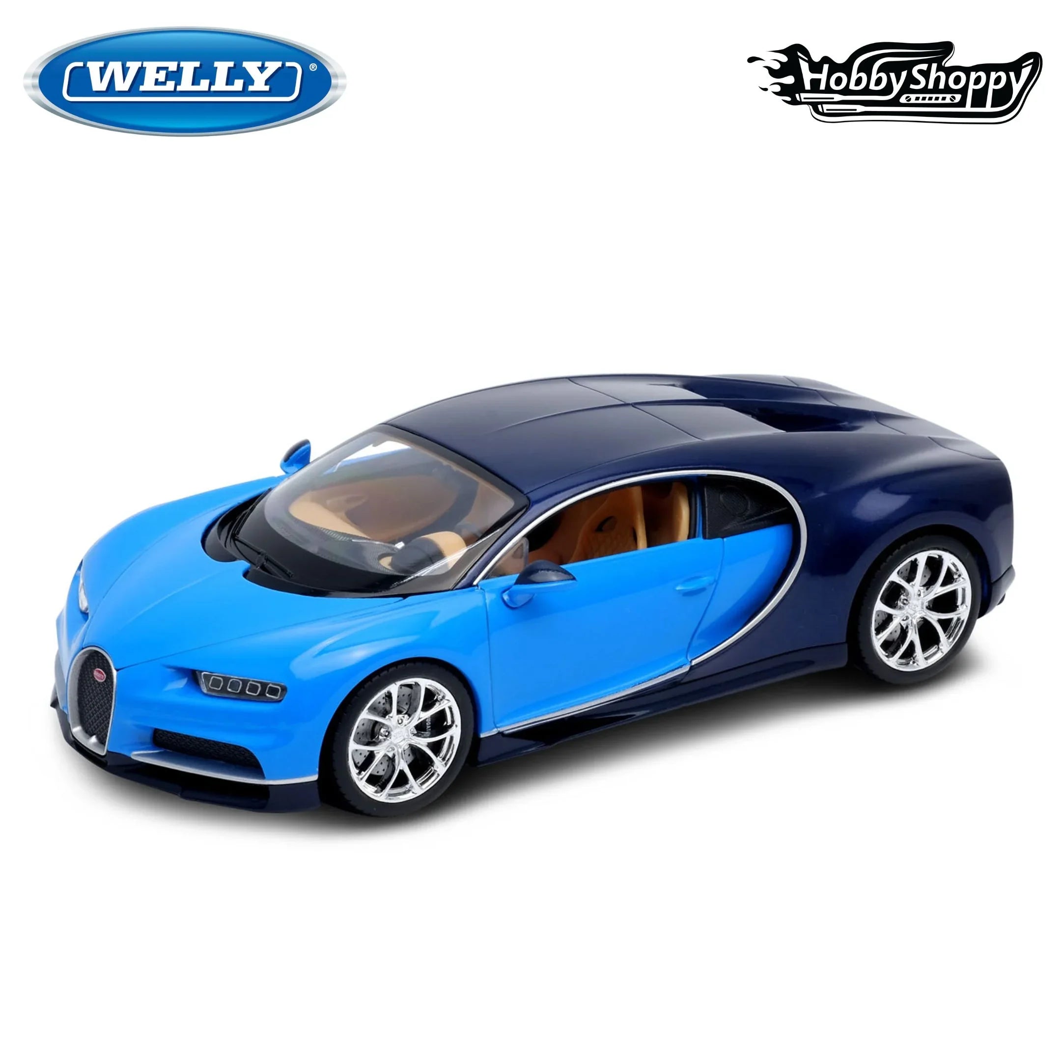 Premium scale diecast model car – Bugatti Chiron, 1:24 Scale (Blue) Collectible