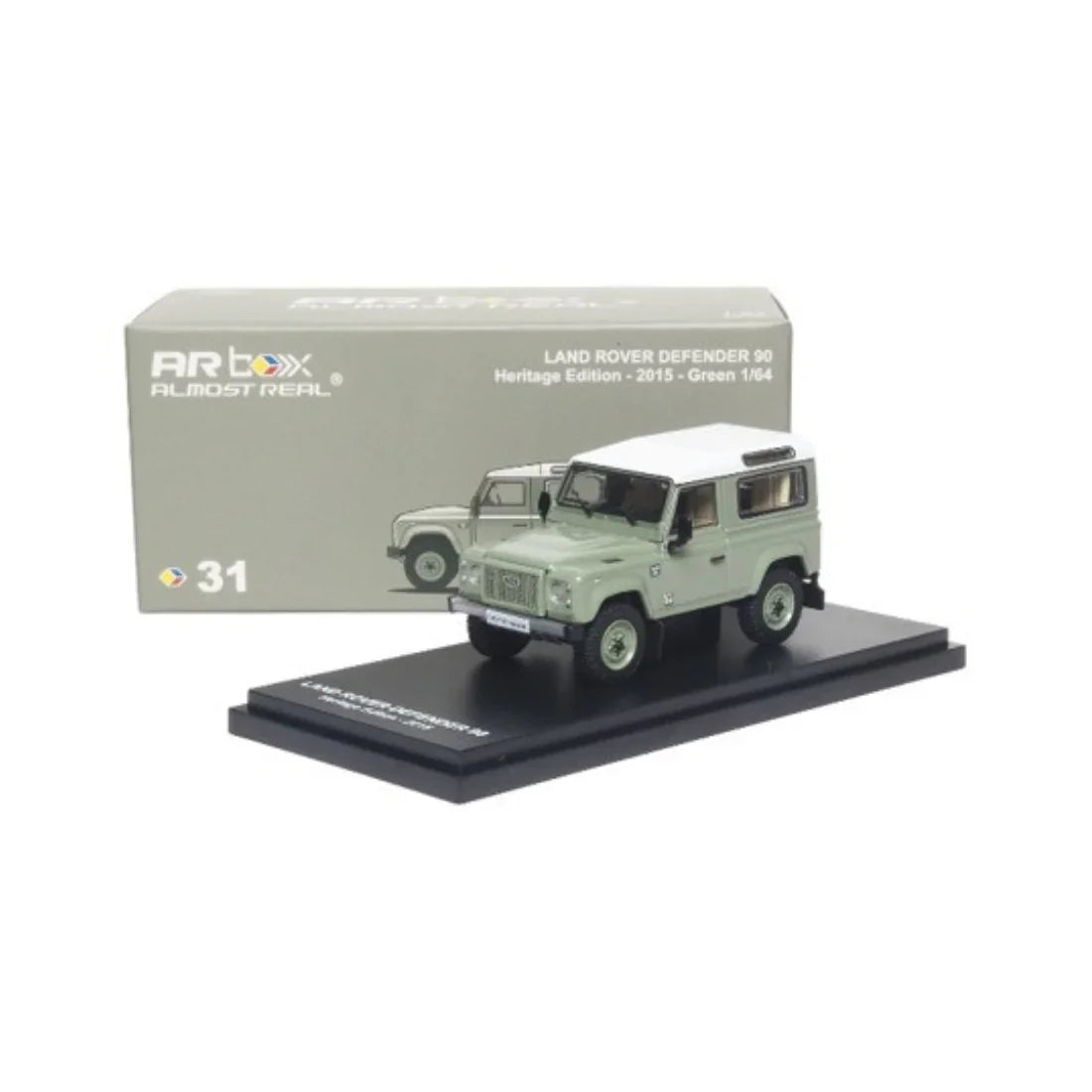 Premium scale diecast model car – *PRE-ORDER* Land Rover Defender 90 Heritage Edition 2015, 1:64 Scale (Green) Collectible