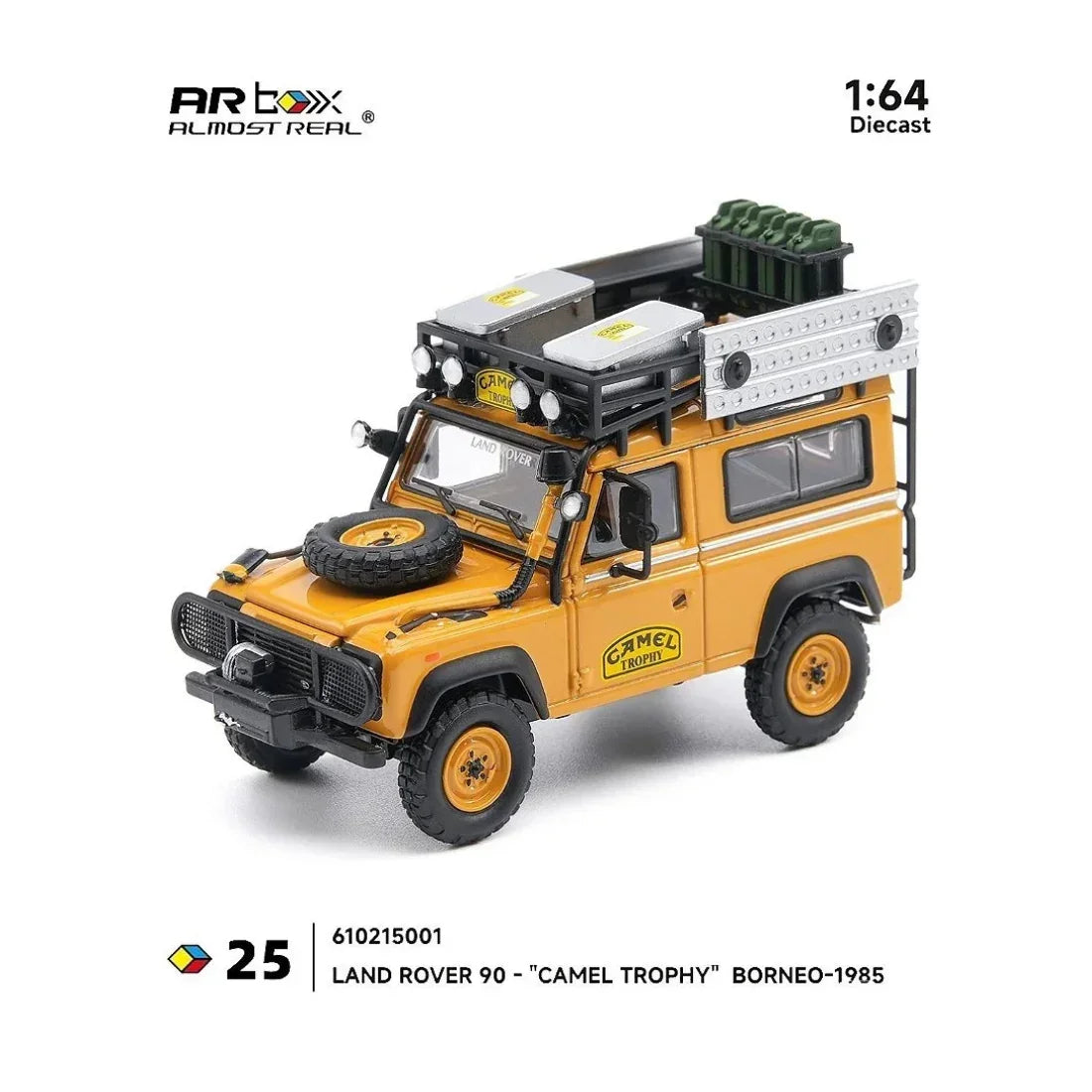 Premium scale diecast model car – *PRE-ORDER* Land Rover 90 "Camel Trophy" Borneo-1985, 1:64 Scale Collectible