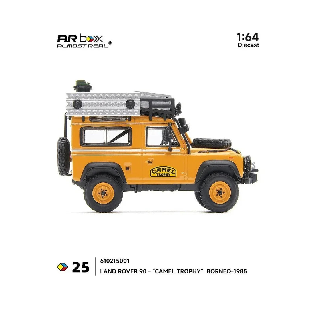 Premium scale diecast model car – *PRE-ORDER* Land Rover 90 "Camel Trophy" Borneo-1985, 1:64 Scale Collectible