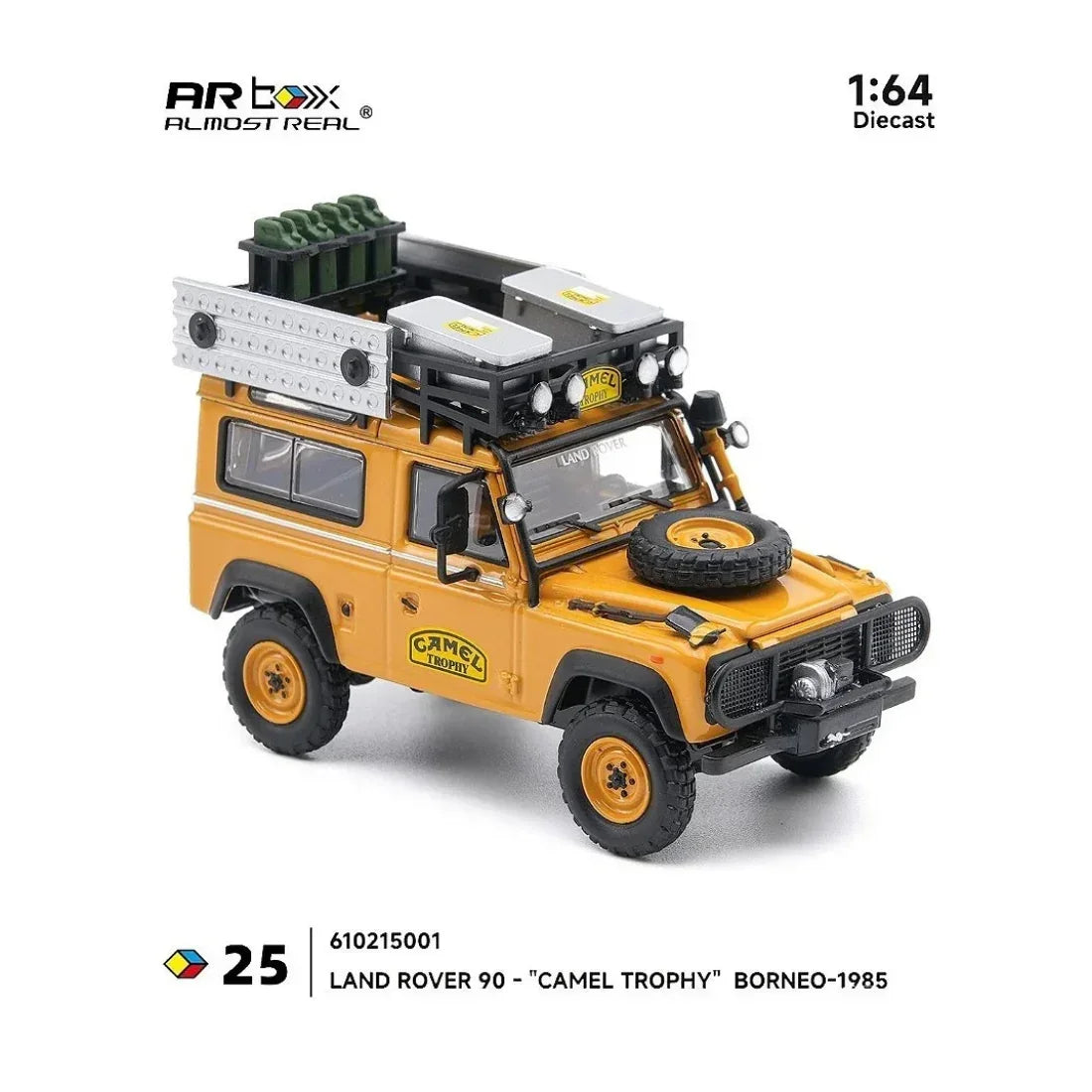 Premium scale diecast model car – *PRE-ORDER* Land Rover 90 "Camel Trophy" Borneo-1985, 1:64 Scale Collectible