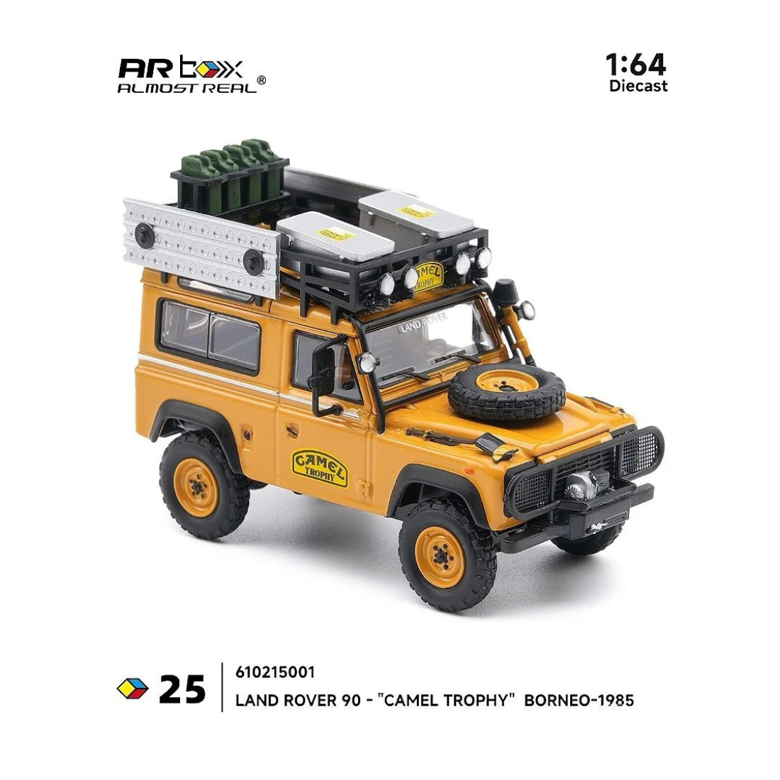 Premium scale diecast model car – *PRE-ORDER* Land Rover 90 "Camel Trophy" Borneo-1985, 1:64 Scale Collectible