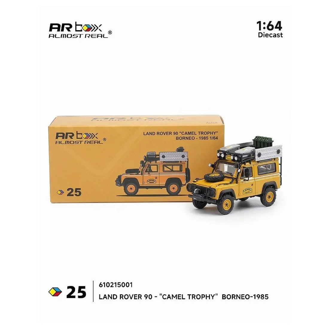 Premium scale diecast model car – *PRE-ORDER* Land Rover 90 "Camel Trophy" Borneo-1985, 1:64 Scale Collectible