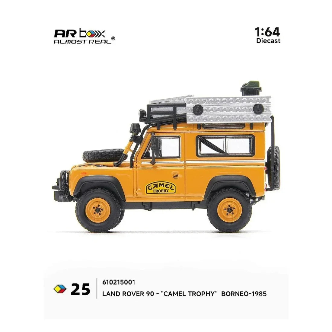 Premium scale diecast model car – *PRE-ORDER* Land Rover 90 "Camel Trophy" Borneo-1985, 1:64 Scale Collectible