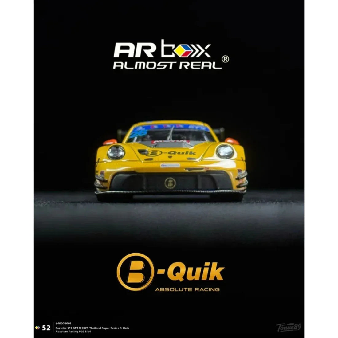 Premium scale diecast model car – *TDE 2026* Porsche 911 GT3 R 2025 Thailand Super Series B-Quik Absolute Racing #26 Livery (Chance of Chase Car), 1:64 Scale Collectible