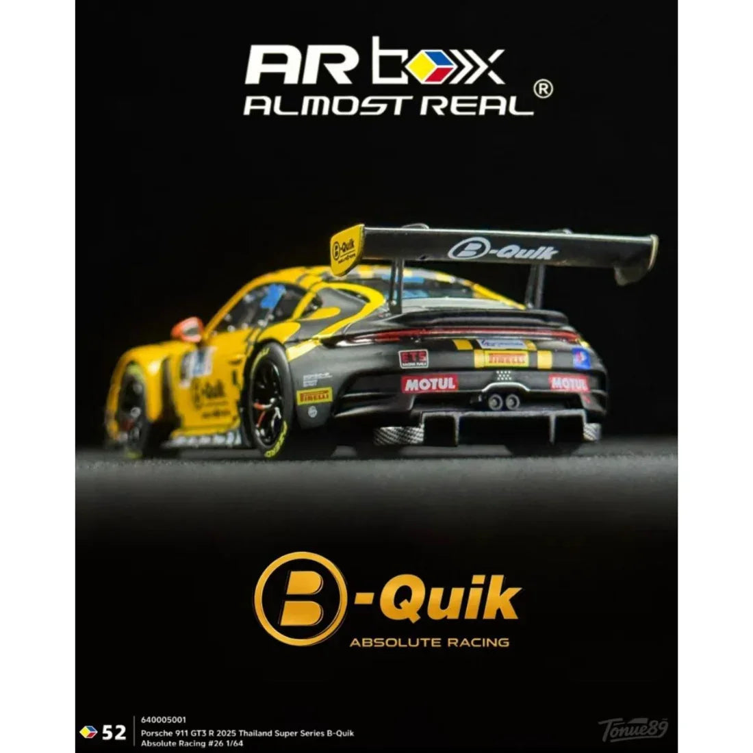 Premium scale diecast model car – *TDE 2026* Porsche 911 GT3 R 2025 Thailand Super Series B-Quik Absolute Racing #26 Livery (Chance of Chase Car), 1:64 Scale Collectible