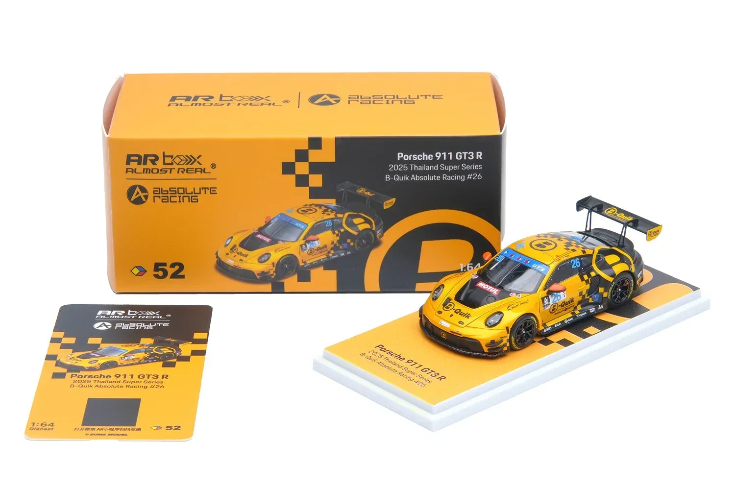 Premium scale diecast model car – *PRE-ORDER* Porsche 911 GT3 R #26 2025 Thailand Super Series B-Quik Absolute Racing, 1:64 Scale Collectible