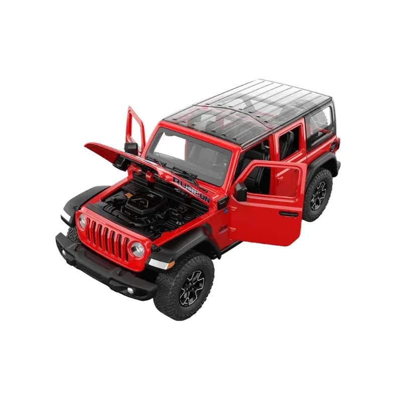 Premium scale diecast model car – Jeep Wrangler Rubicon 4xe, 1:24 Scale (Red) Collectible