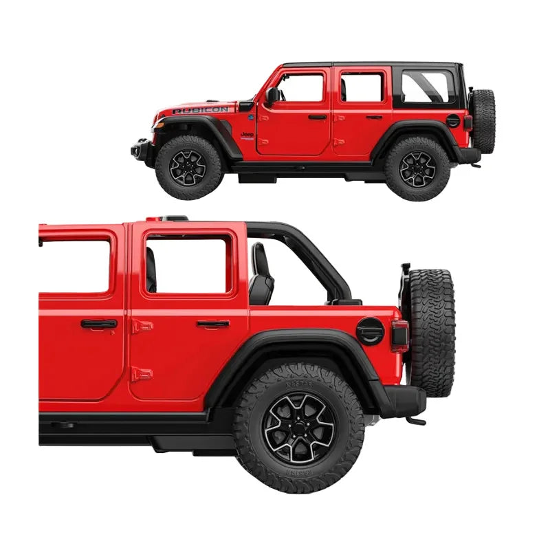 Premium scale diecast model car – Jeep Wrangler Rubicon 4xe, 1:24 Scale (Red) Collectible