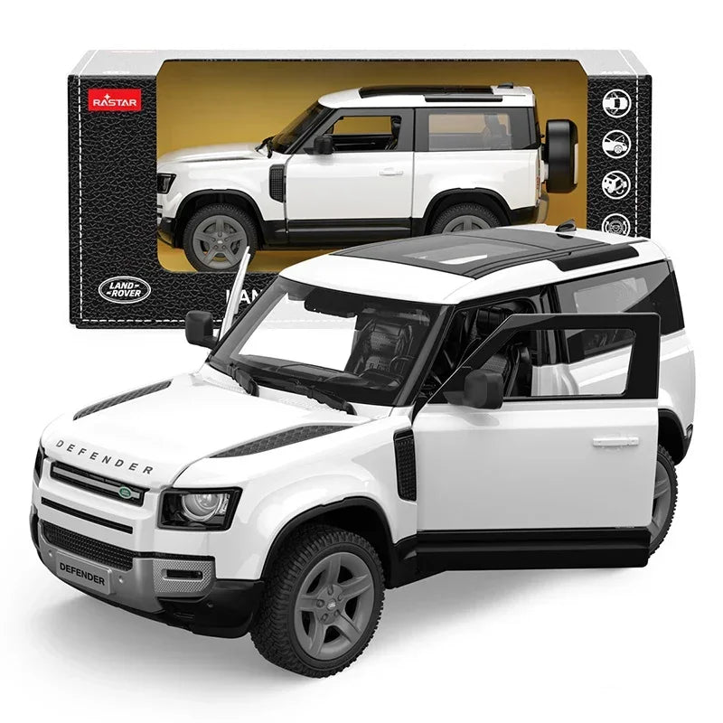 Premium scale diecast model car – Land Rover Defender 90, 1:24 Scale (White) Collectible