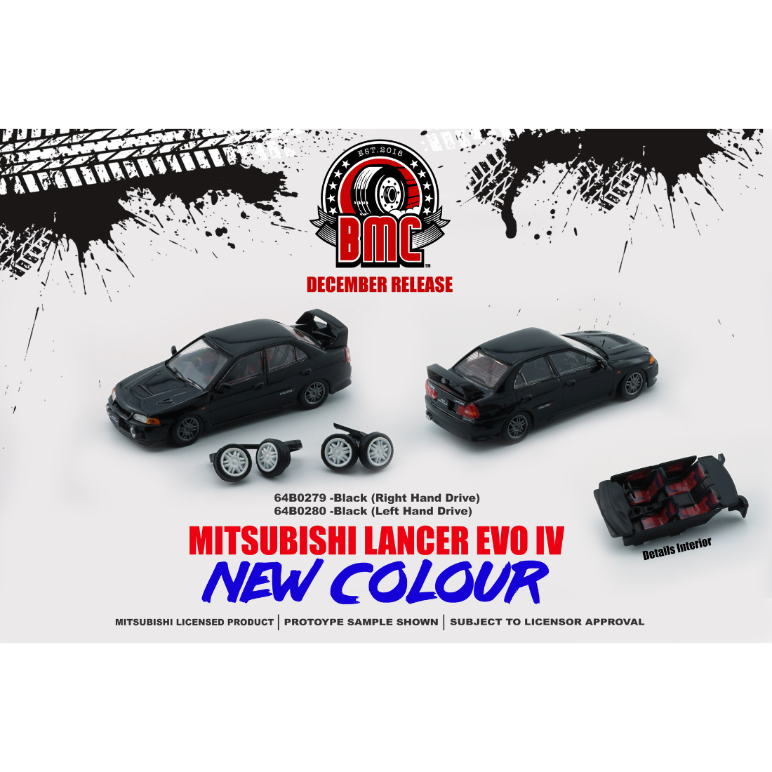 Mitsubishi Lancer EVO IV, 1:64 Scale (Black)