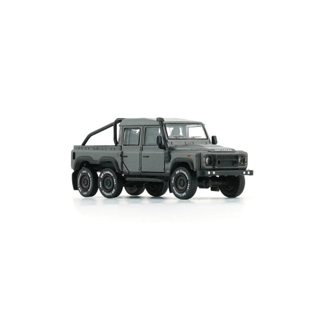 Premium scale diecast model car – Land Rover Defender 110 PickUp 6x6 Acc Pack 2016, 1:64 Scale (Dark Grey / Silver) Collectible