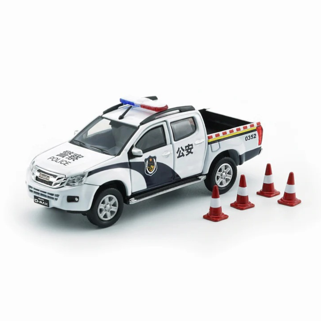 Premium scale diecast model car – *PRE-ORDER* Isuzu D-Max 2018 - China Police (CHINA), 1:64 Scale Collectible