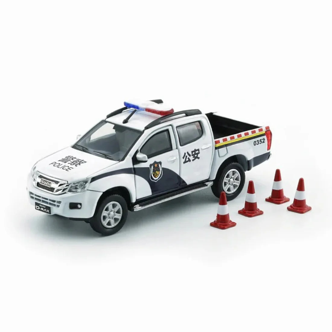 Premium scale diecast model car – *PRE-ORDER* Isuzu D-Max 2018 - China Police (CHINA), 1:64 Scale Collectible