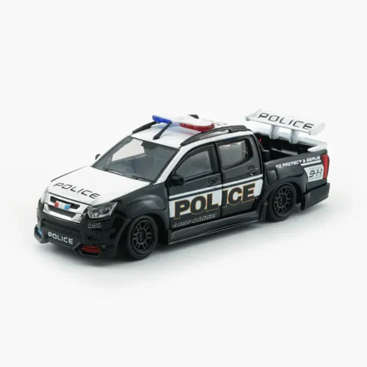 Premium scale diecast model car – *PRE-ORDER* Isuzu D-Max 2018 - Low Rider Fake POLICE (Canada), 1:64 Scale Collectible
