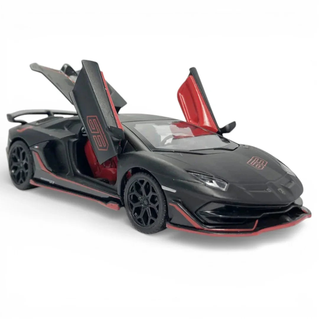 Premium scale diecast model car – Lamborghini Aventador SVJ, 1:32 Scale (Black) Collectible
