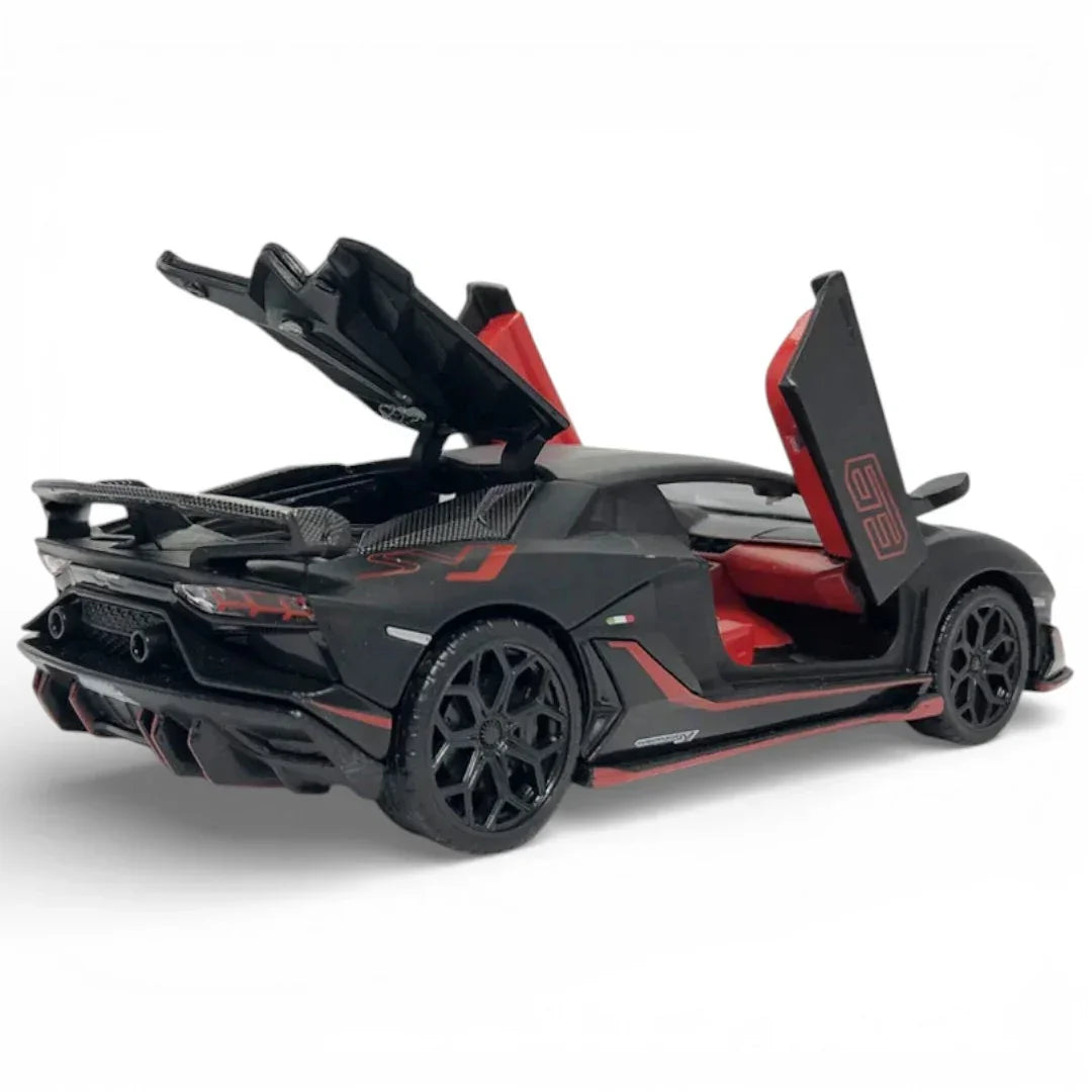 Premium scale diecast model car – Lamborghini Aventador SVJ, 1:32 Scale (Black) Collectible