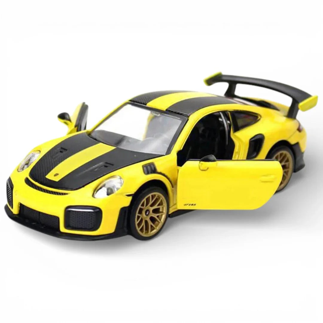 Premium scale diecast model car – Porsche 911 GT2 RS, 1:32 Scale (Yellow) Collectible