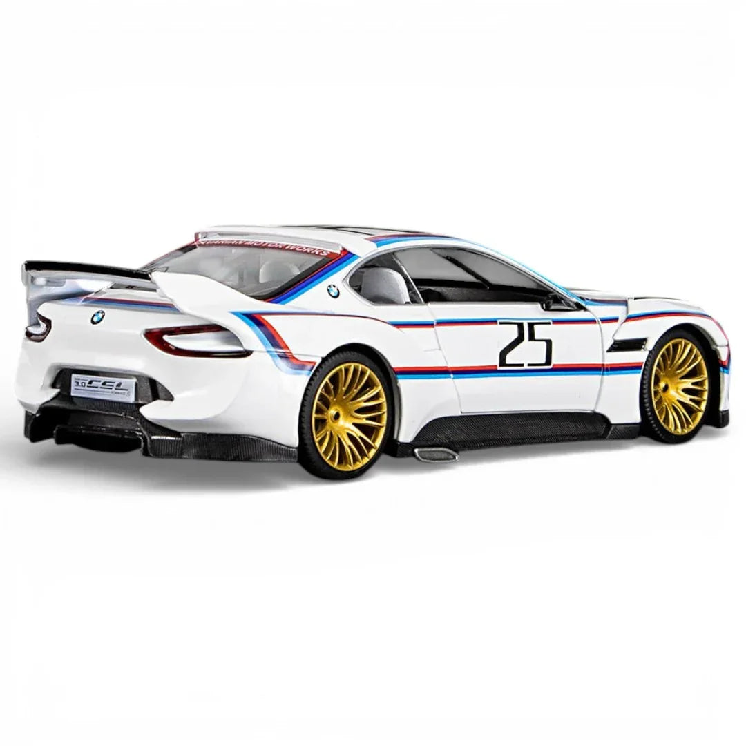 Premium scale diecast model car – BMW 3.0 CSL, 1:32 Scale (White) Collectible