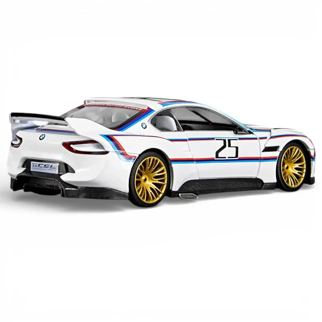 Premium scale diecast model car – BMW 3.0 CSL, 1:32 Scale (White) Collectible