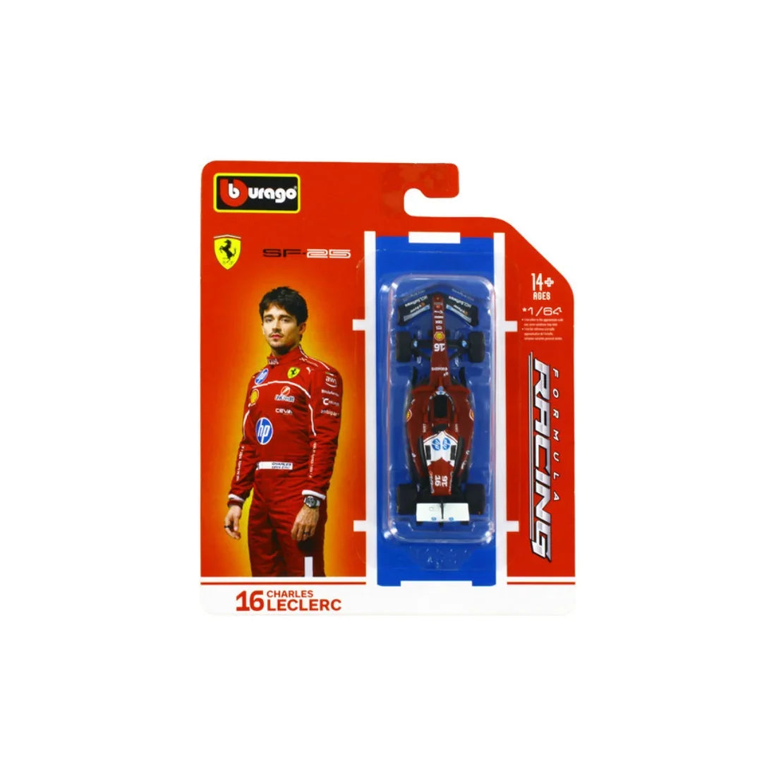 F1 Ferrari SF-25 Formula 1 Car (Charles Leclerc) #16, 1:64 Scale