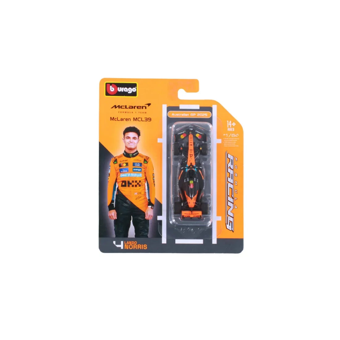 F1 MCL39 Formula 1 Car #4 Australian Grand Prix 2025 (Lando Norris), 1:64 Scale