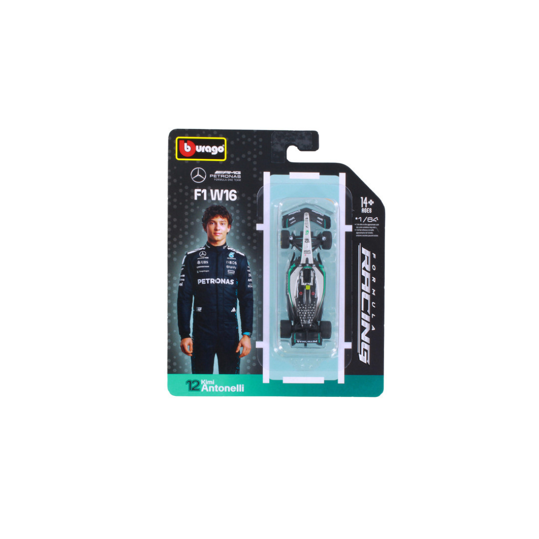 F1 W16 Mercedes-AMG PETRONAS Formula One Team #12 (Kimi Antonelli) , 1:64 Scale