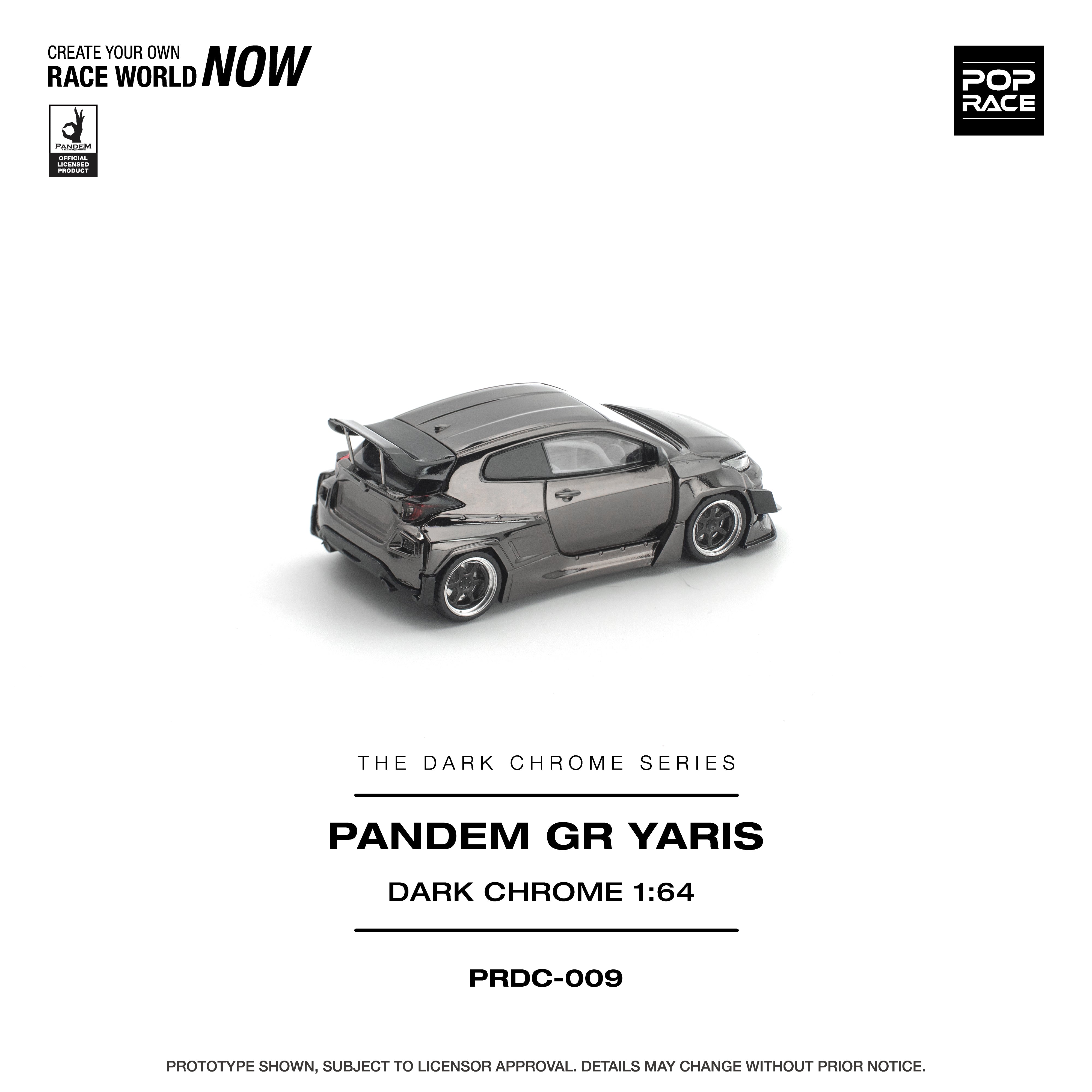 Premium scale diecast model car – *PRE-ORDER* Pandem GR Yaris, 1:64 Scale (Dark Chrome) Collectible