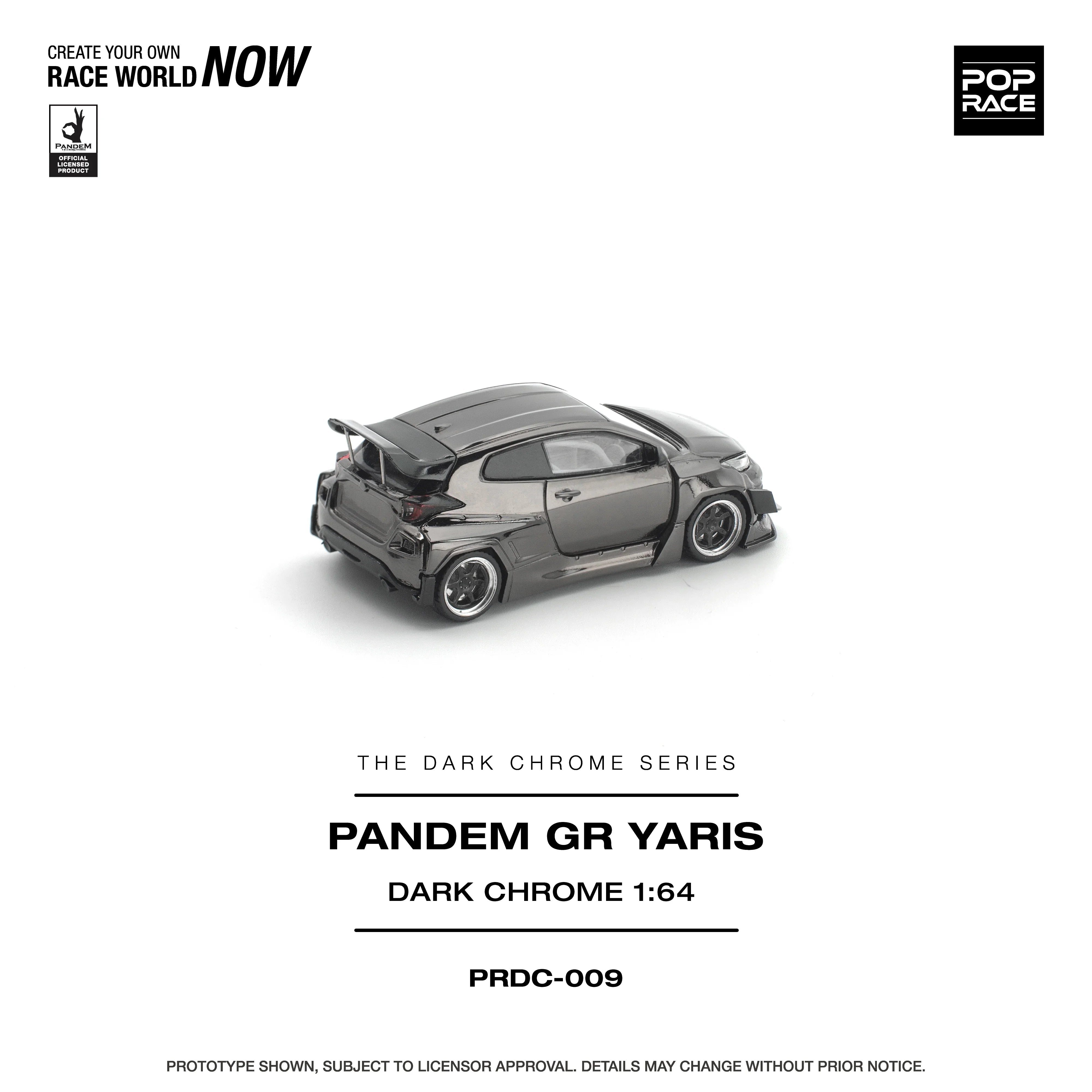 Premium scale diecast model car – *PRE-ORDER* Pandem GR Yaris, 1:64 Scale (Dark Chrome) Collectible