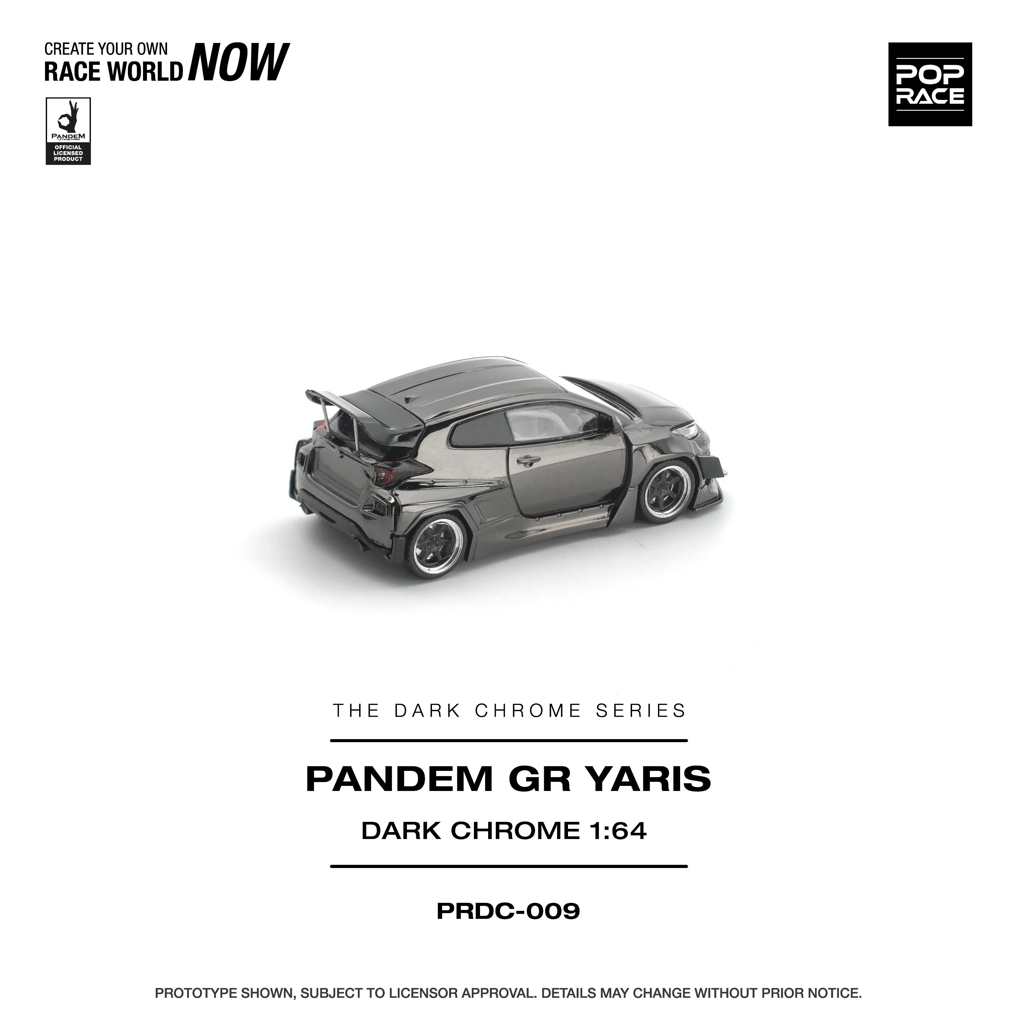 Premium scale diecast model car – *PRE-ORDER* Pandem GR Yaris, 1:64 Scale (Dark Chrome) Collectible