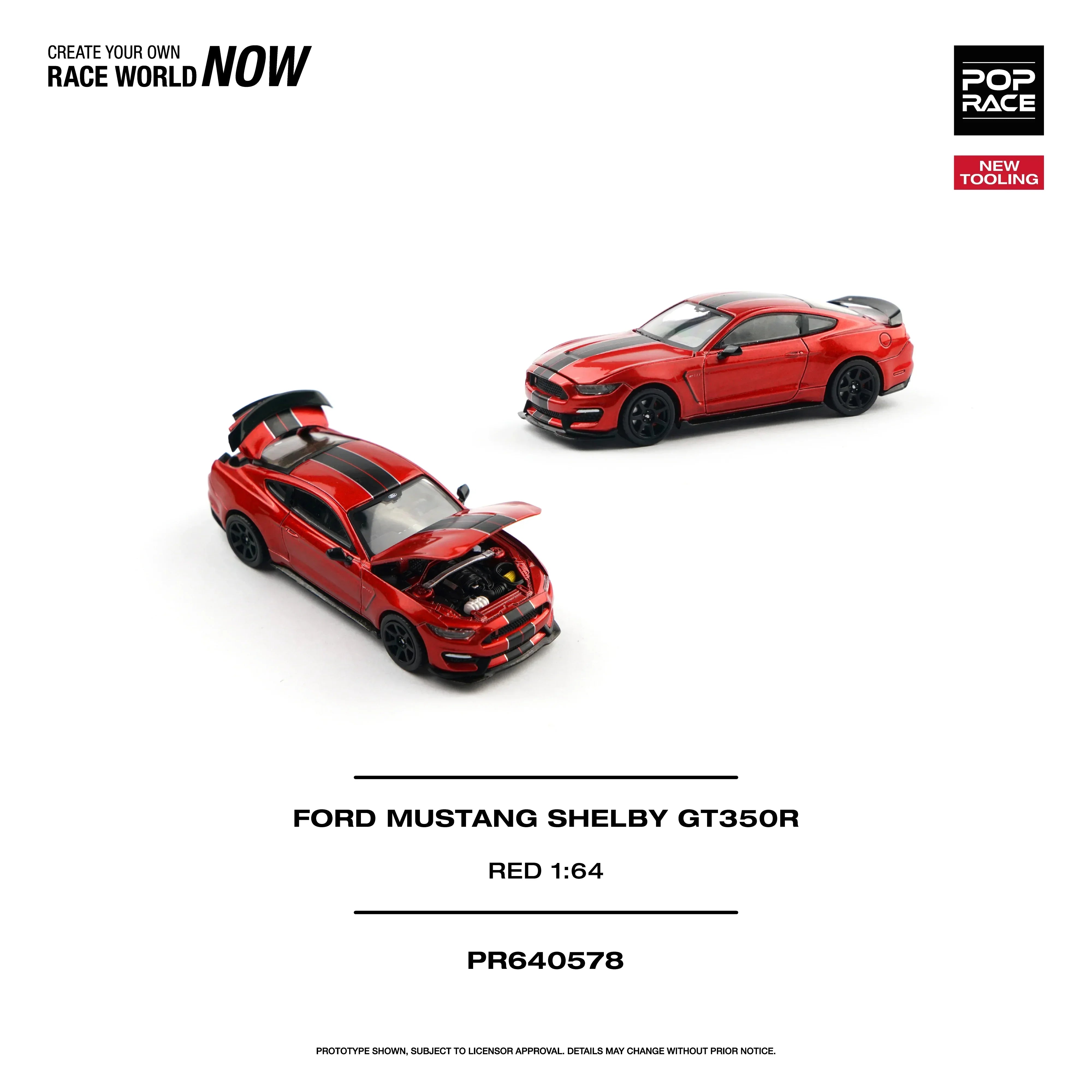 Premium scale diecast model car – *PRE-ORDER* Ford Mustang Shelby GT350R Race, 1:64 Scale (Red) Collectible