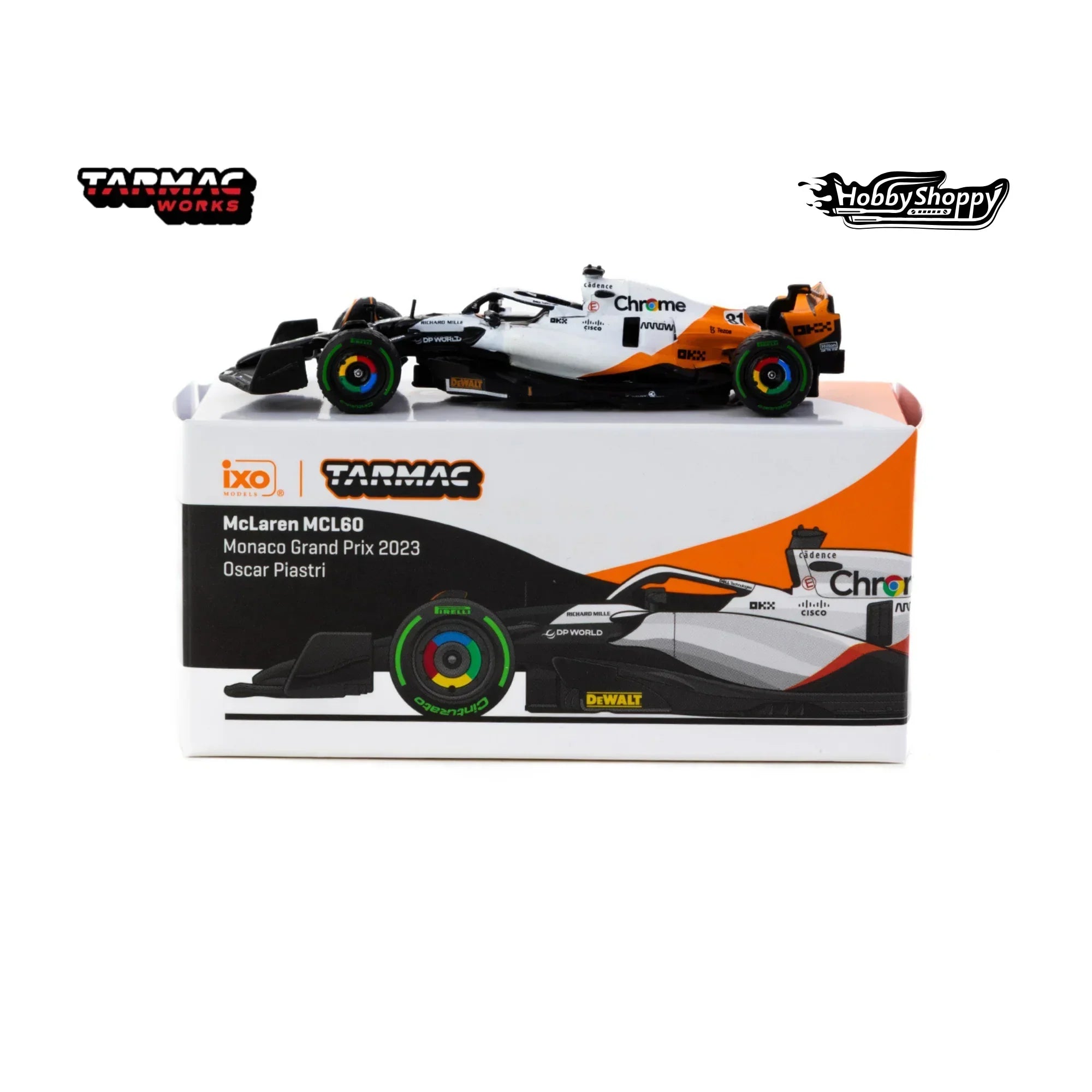 Premium scale diecast model car – McLaren MCL60 Monaco Grand Prix 2023 Oscar Piastri - Global64, 1:64 Scale (White) Collectible
