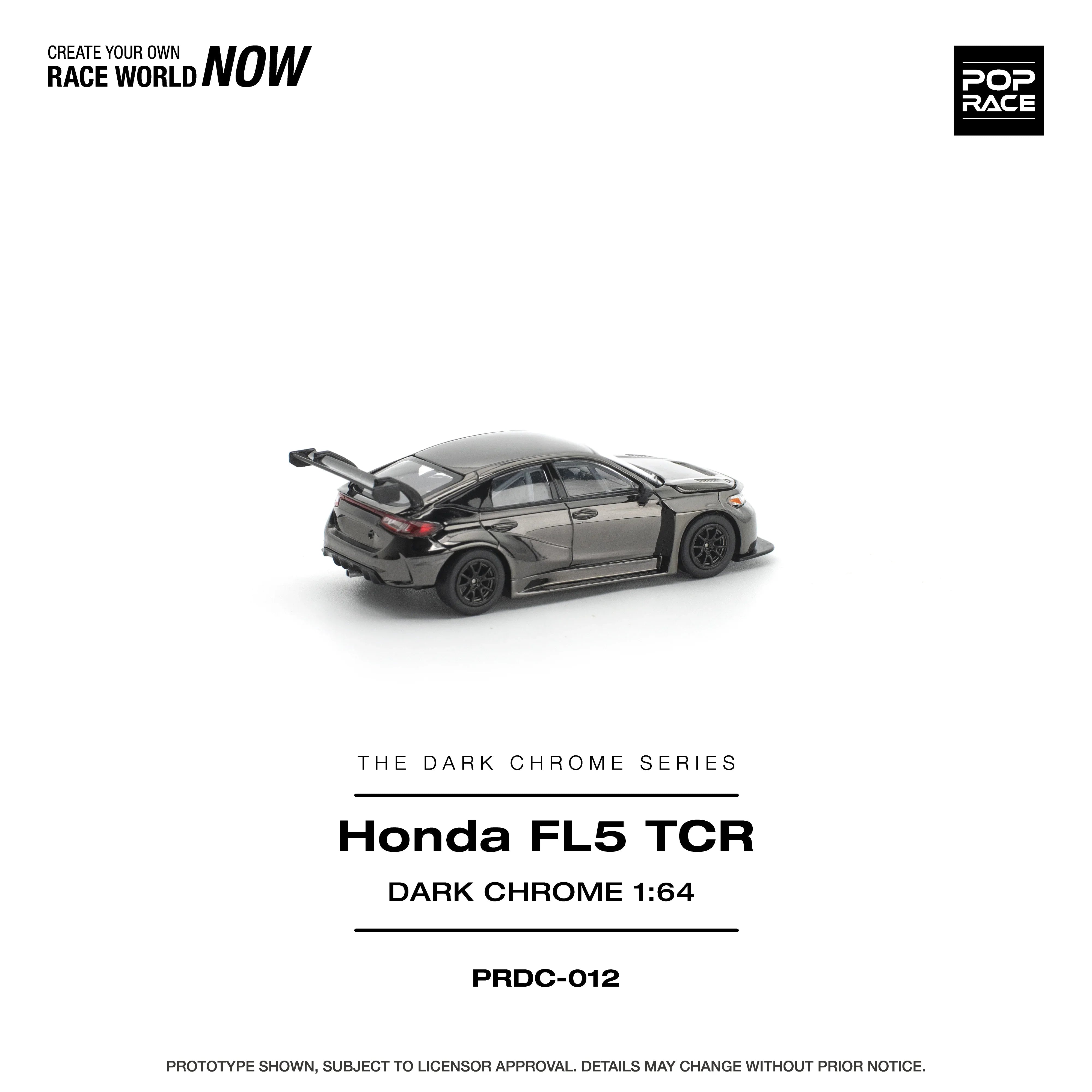 Premium scale diecast model car – *PRE-ORDER* Honda Civic Fl5 TCR, 1:64 Scale (Dark Chrome) Collectible