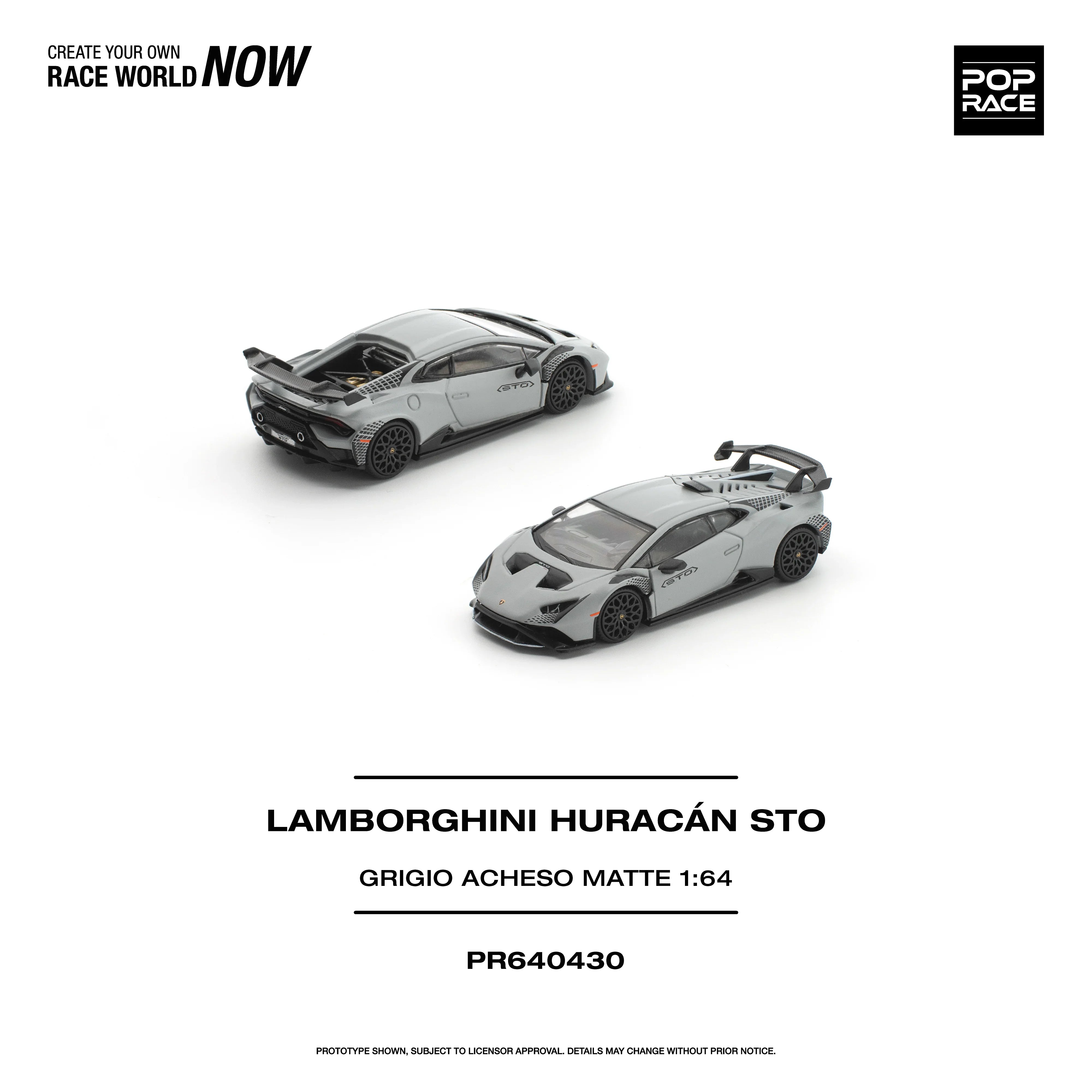 Premium scale diecast model car – *PRE-ORDER* Lamborghini Huracan STO Grigio Acheso, 1:64 Scale (Matte) Collectible