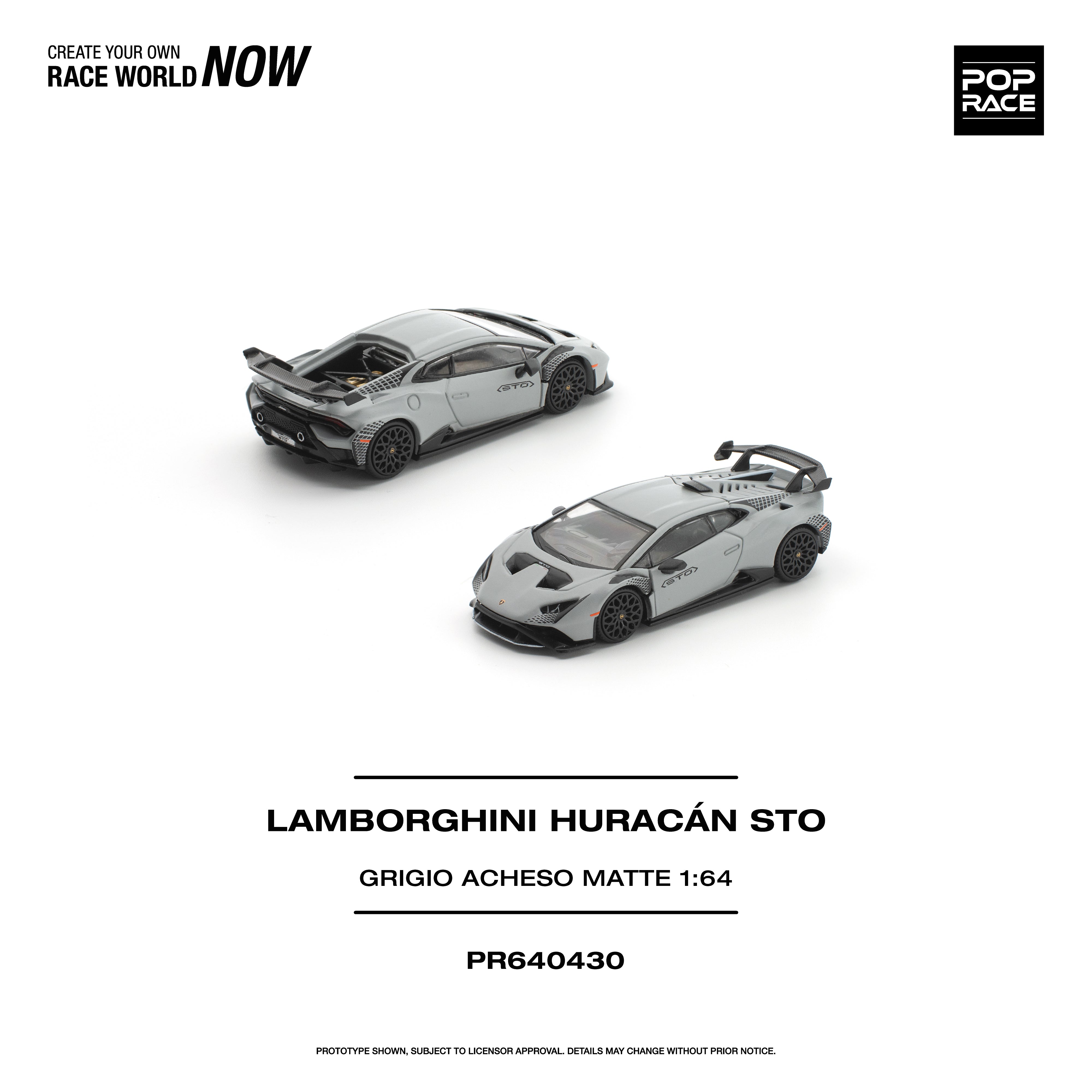 Premium scale diecast model car – *PRE-ORDER* Lamborghini Huracan STO Grigio Acheso, 1:64 Scale (Matte) Collectible