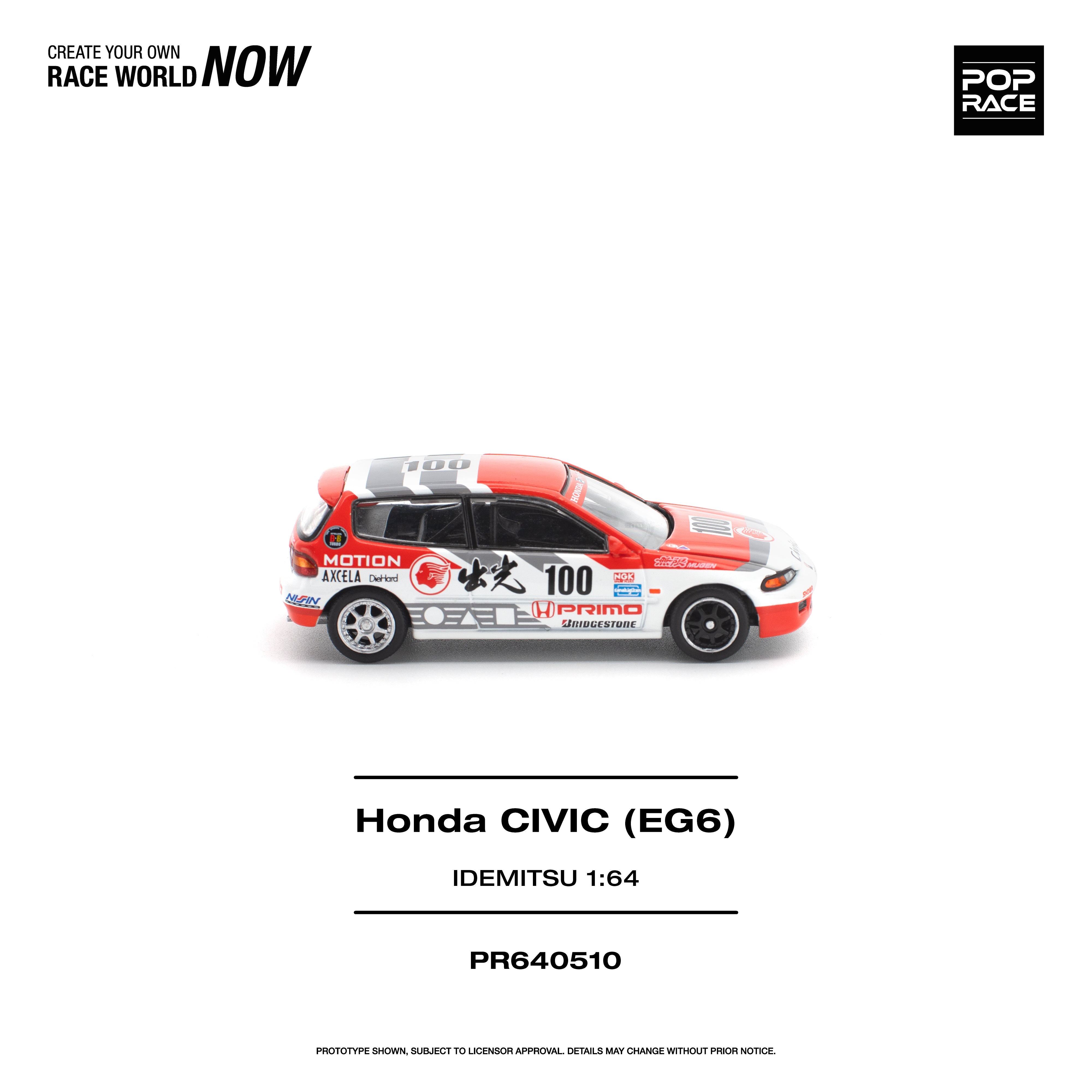 Premium scale diecast model car – *PRE-ORDER* Honda Civic (EG6) Idemitsu Motion Infinite, 1:64 Scale Collectible