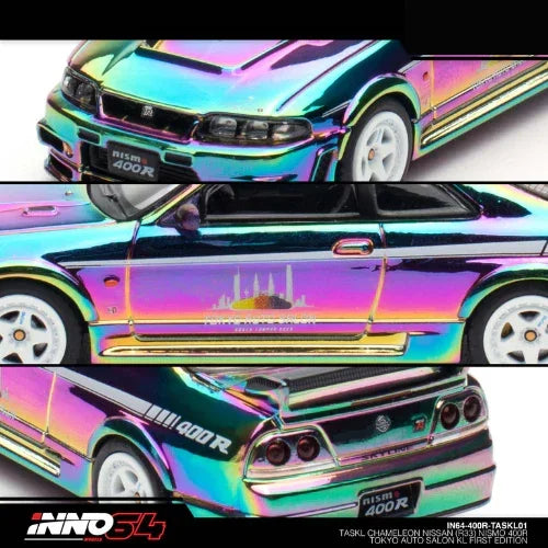 Premium scale diecast model car – Nissan Skyline GT-R (R33) Nismo 400R Tokyo Auto Salon Kuala Lumpur Exclusive Edition 2024, 1:64 Scale (Chameleon) Collectible