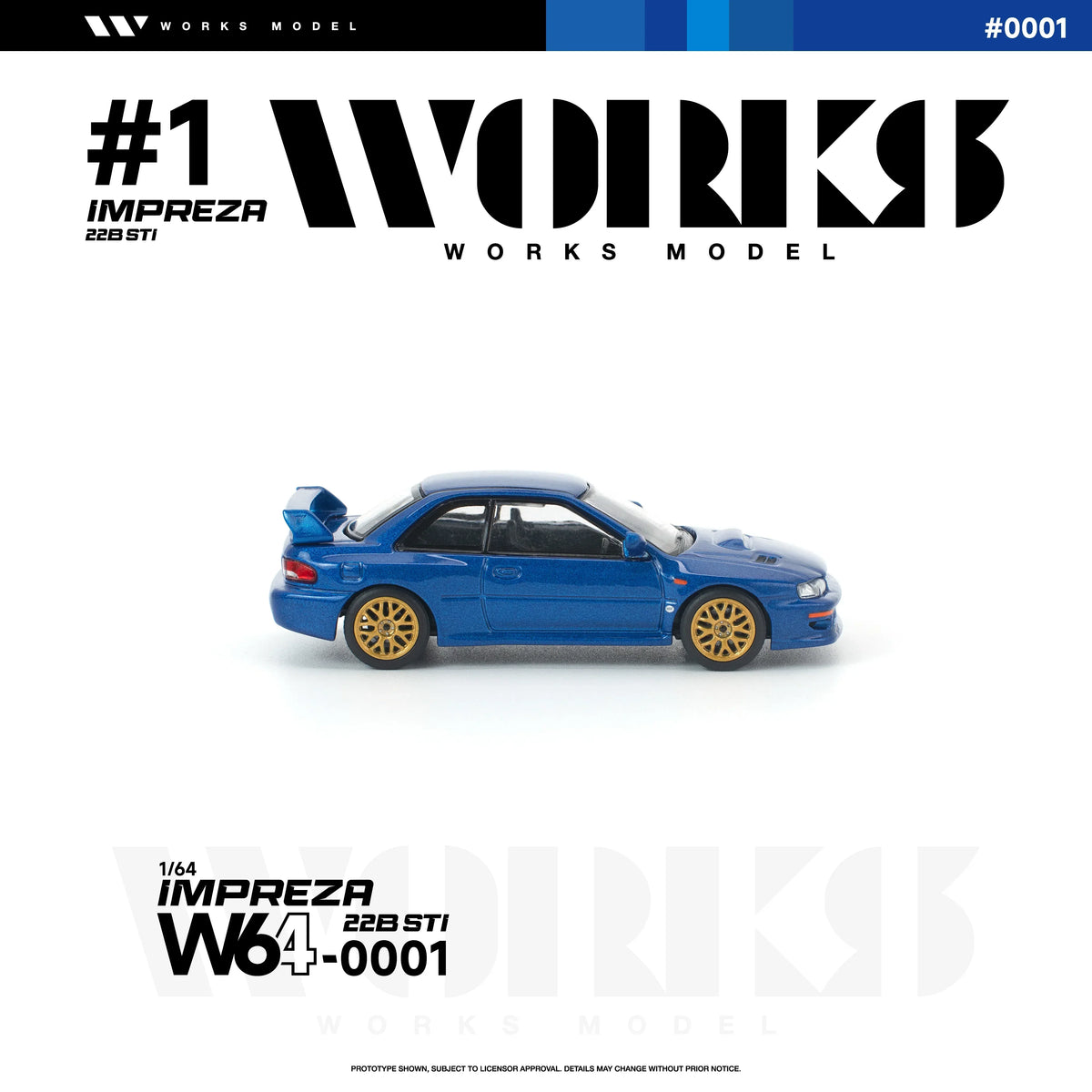 Premium scale diecast model car – *PRE-ORDER* Subaru Impreza 22B STI, 1:64 Scale (Blue) Collectible