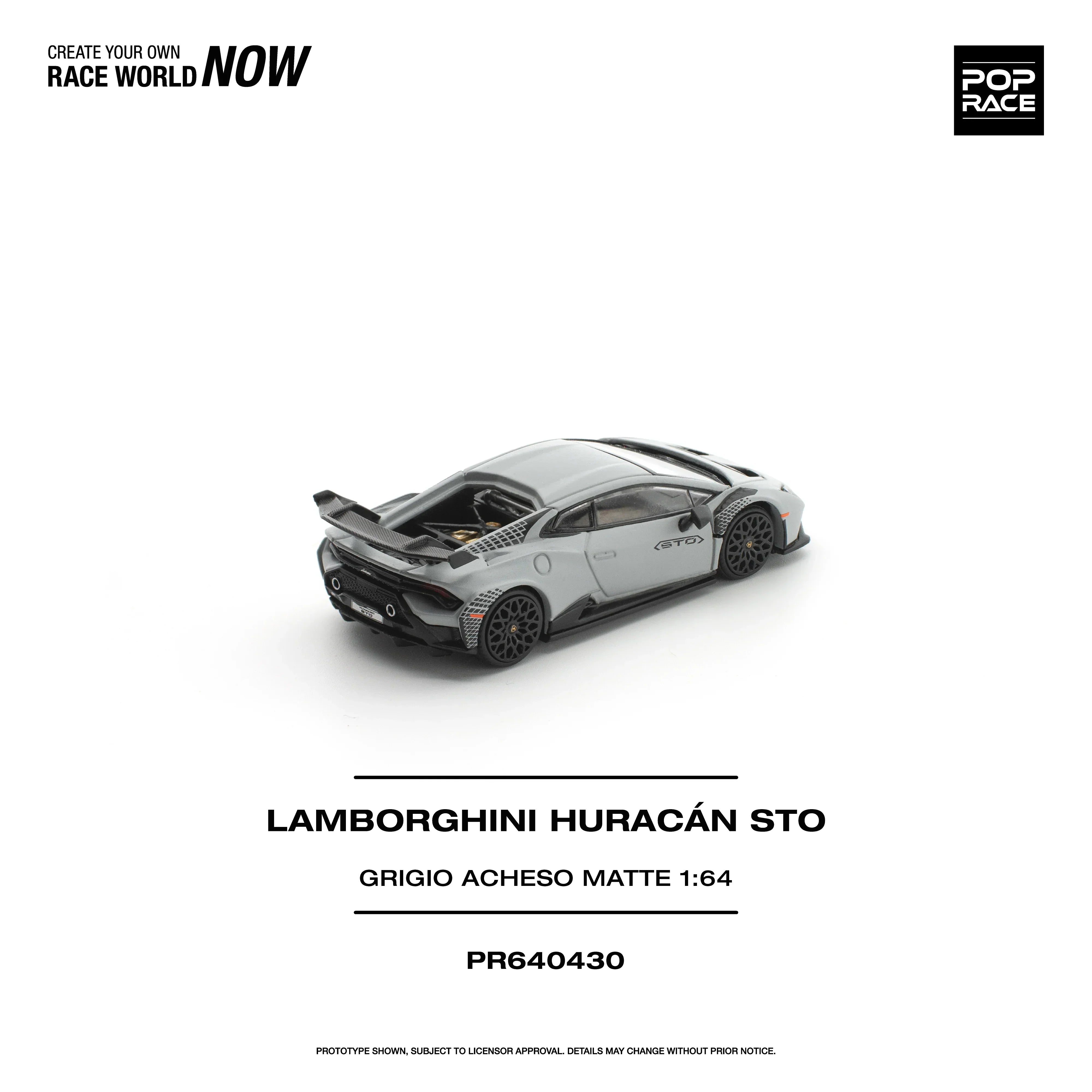 Premium scale diecast model car – *PRE-ORDER* Lamborghini Huracan STO Grigio Acheso, 1:64 Scale (Matte) Collectible