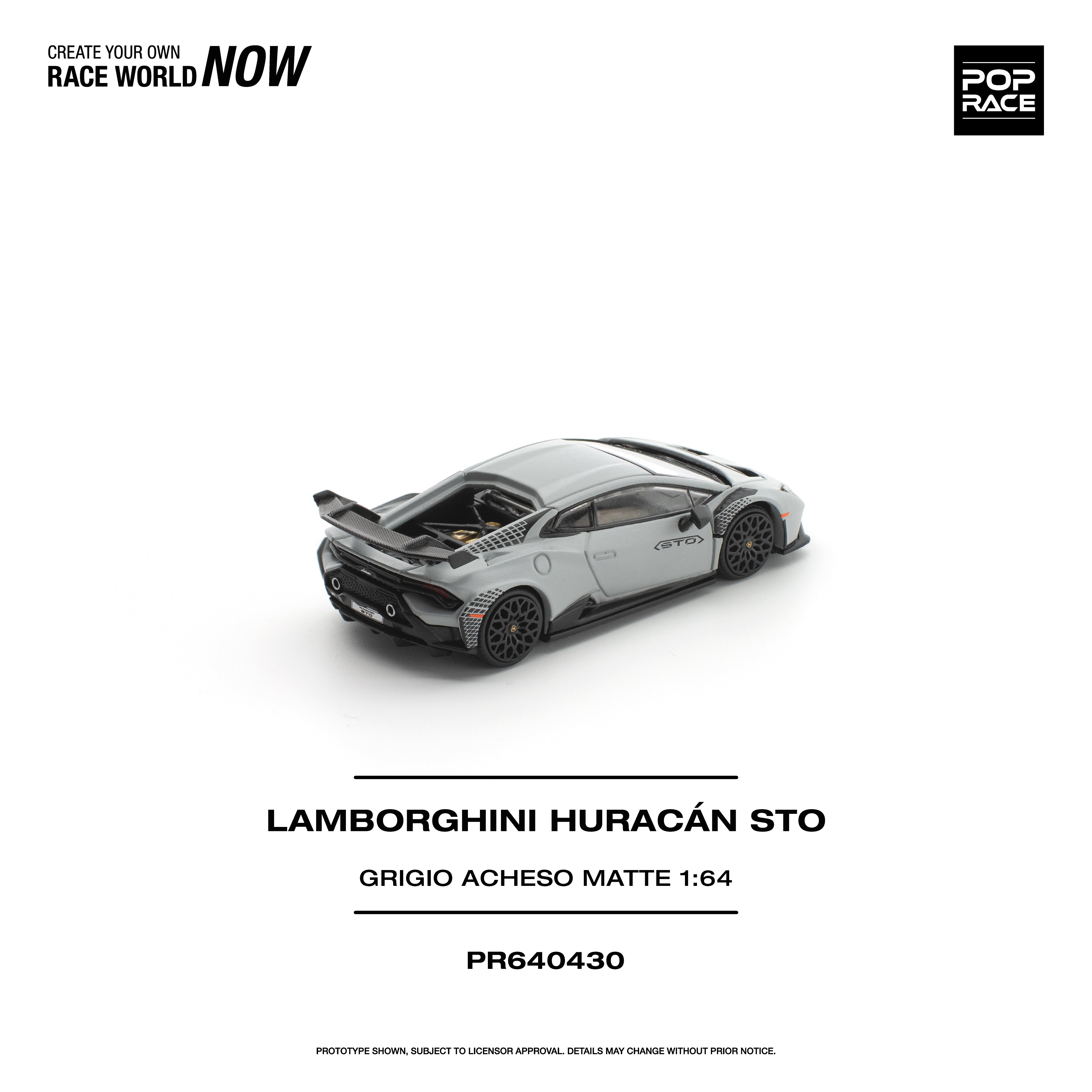 Premium scale diecast model car – *PRE-ORDER* Lamborghini Huracan STO Grigio Acheso, 1:64 Scale (Matte) Collectible