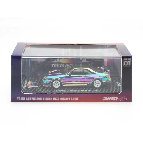 Premium scale diecast model car – Nissan Skyline GT-R (R33) Nismo 400R Tokyo Auto Salon Kuala Lumpur Exclusive Edition 2024, 1:64 Scale (Chameleon) Collectible