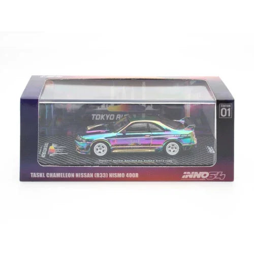 Premium scale diecast model car – Nissan Skyline GT-R (R33) Nismo 400R Tokyo Auto Salon Kuala Lumpur Exclusive Edition 2024, 1:64 Scale (Chameleon) Collectible