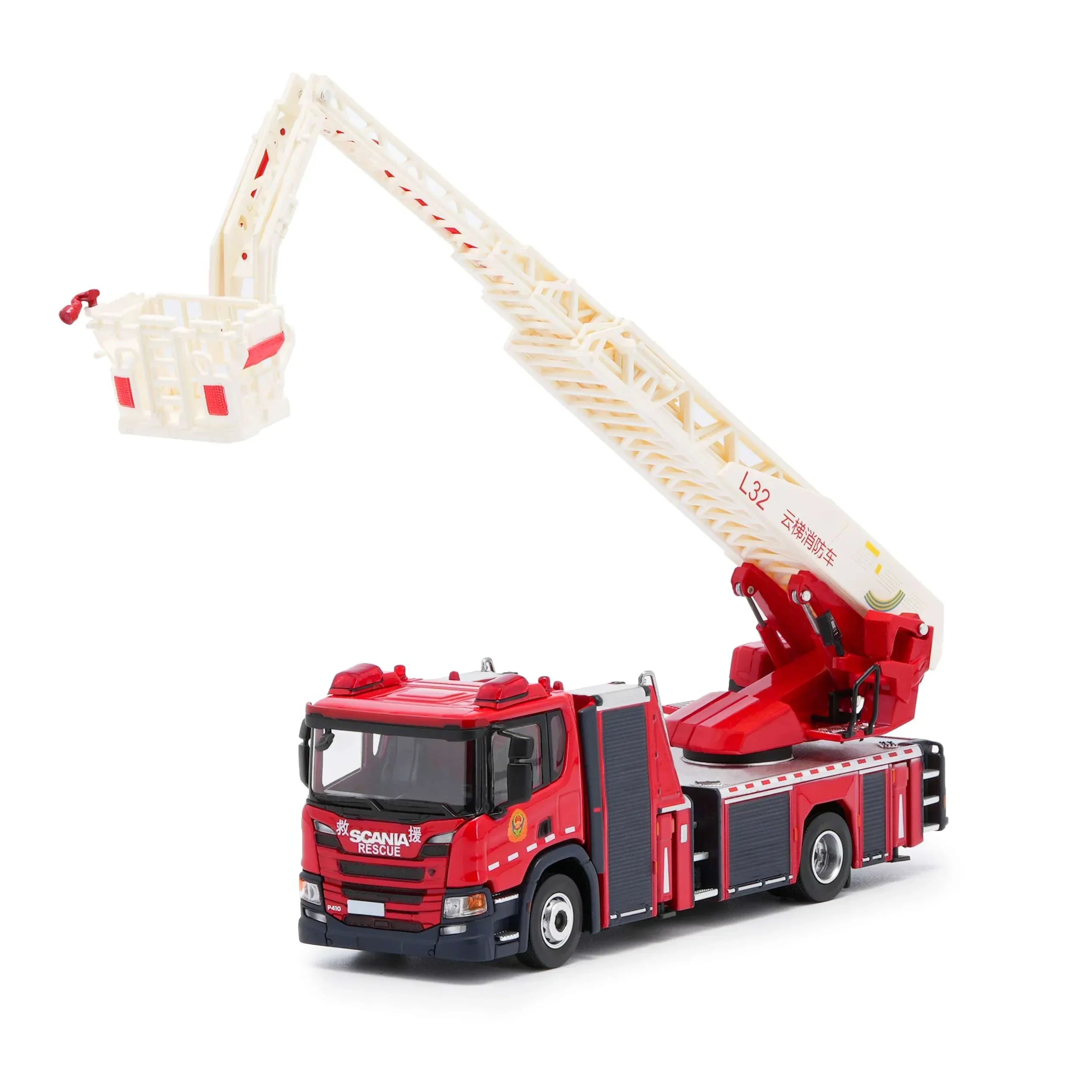 Premium scale diecast model car – Scania Fire Ladder, 1:64 Scale (Red) Collectible