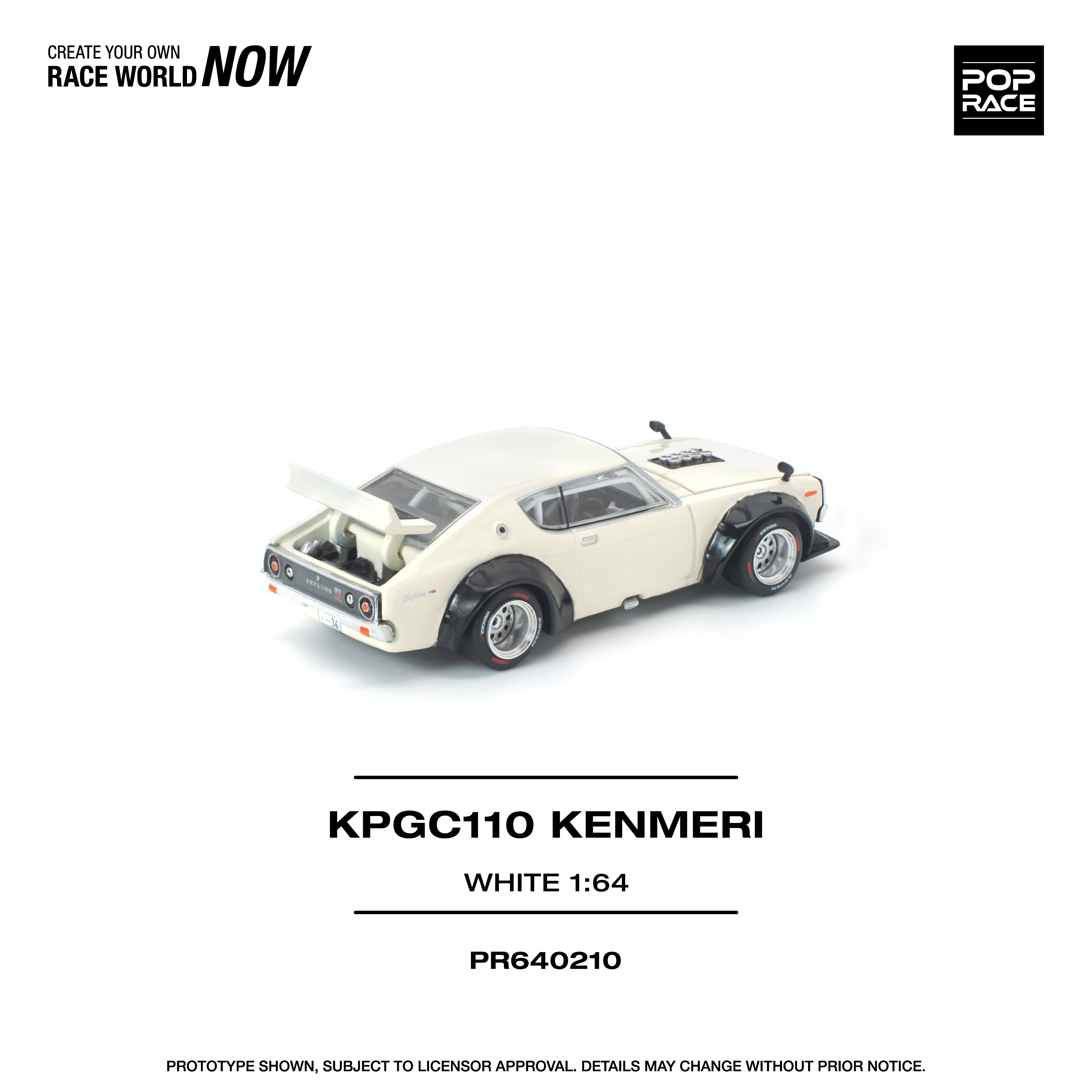 Premium scale diecast model car – *PRE-ORDER* KPGC110 Kenmeri, 1:64 Scale (White) Collectible