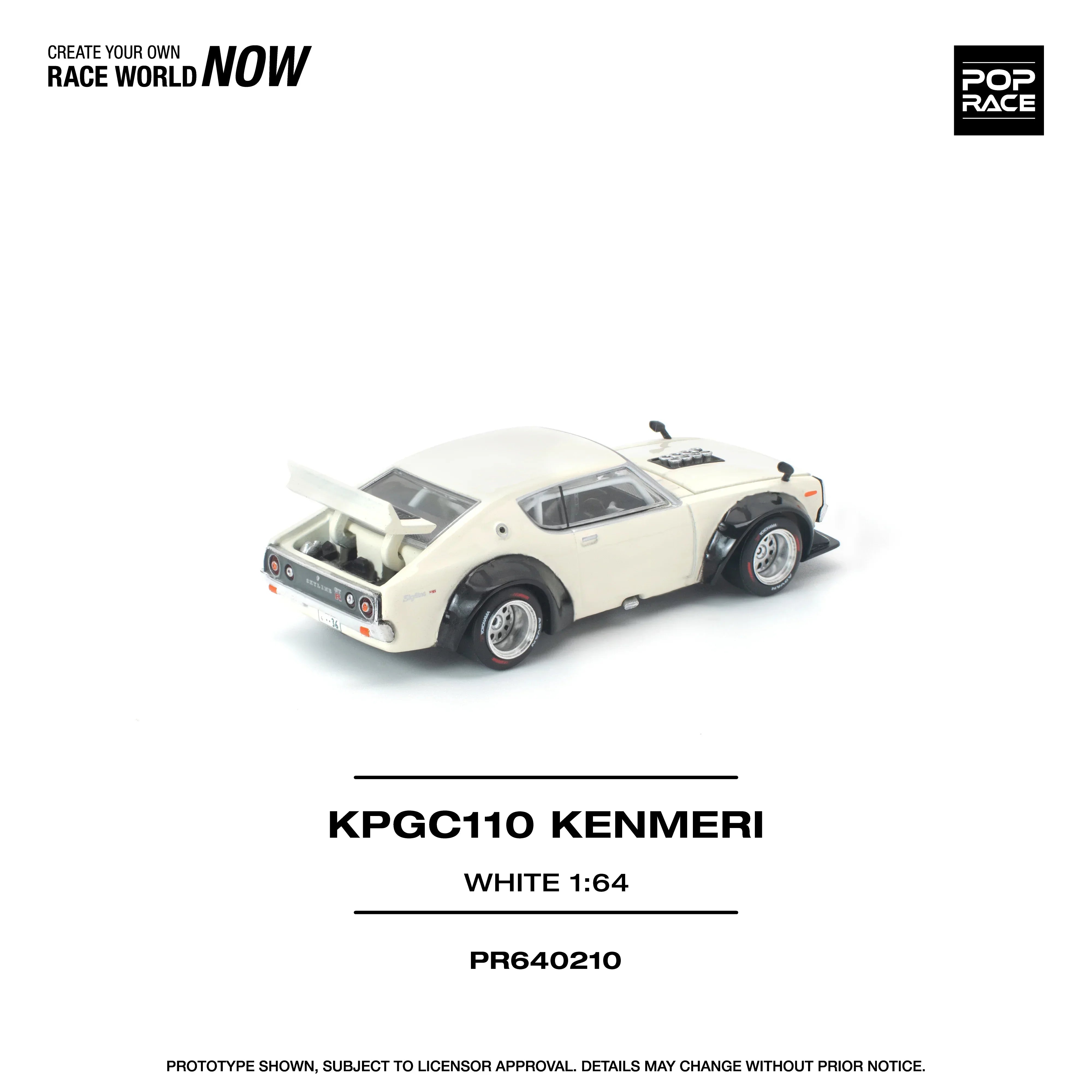 Premium scale diecast model car – *PRE-ORDER* KPGC110 Kenmeri, 1:64 Scale (White) Collectible