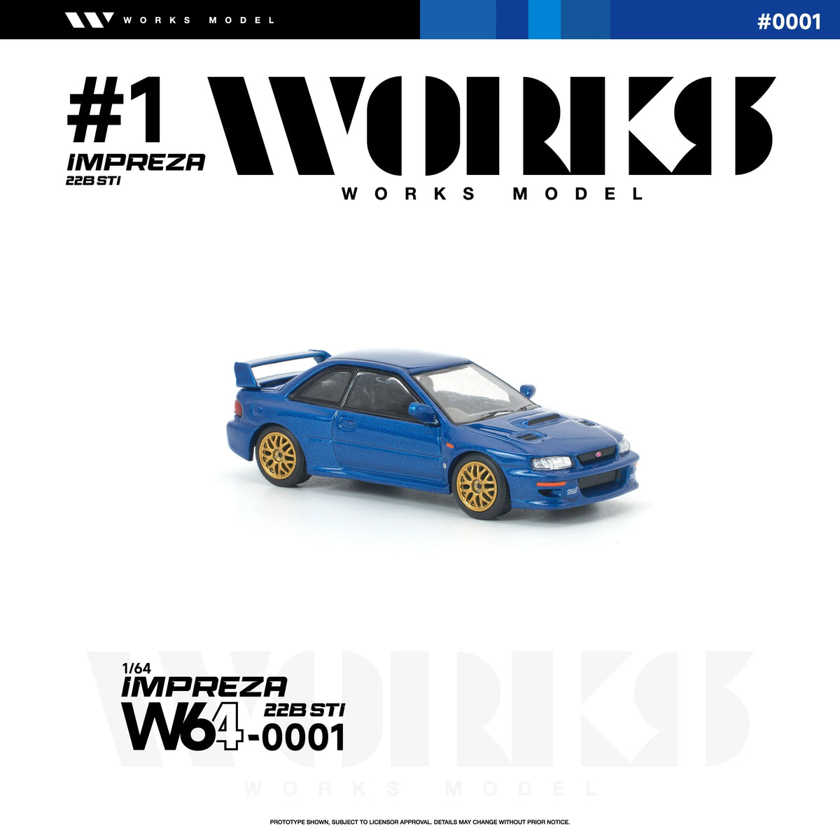 Premium scale diecast model car – *PRE-ORDER* Subaru Impreza 22B STI, 1:64 Scale (Blue) Collectible