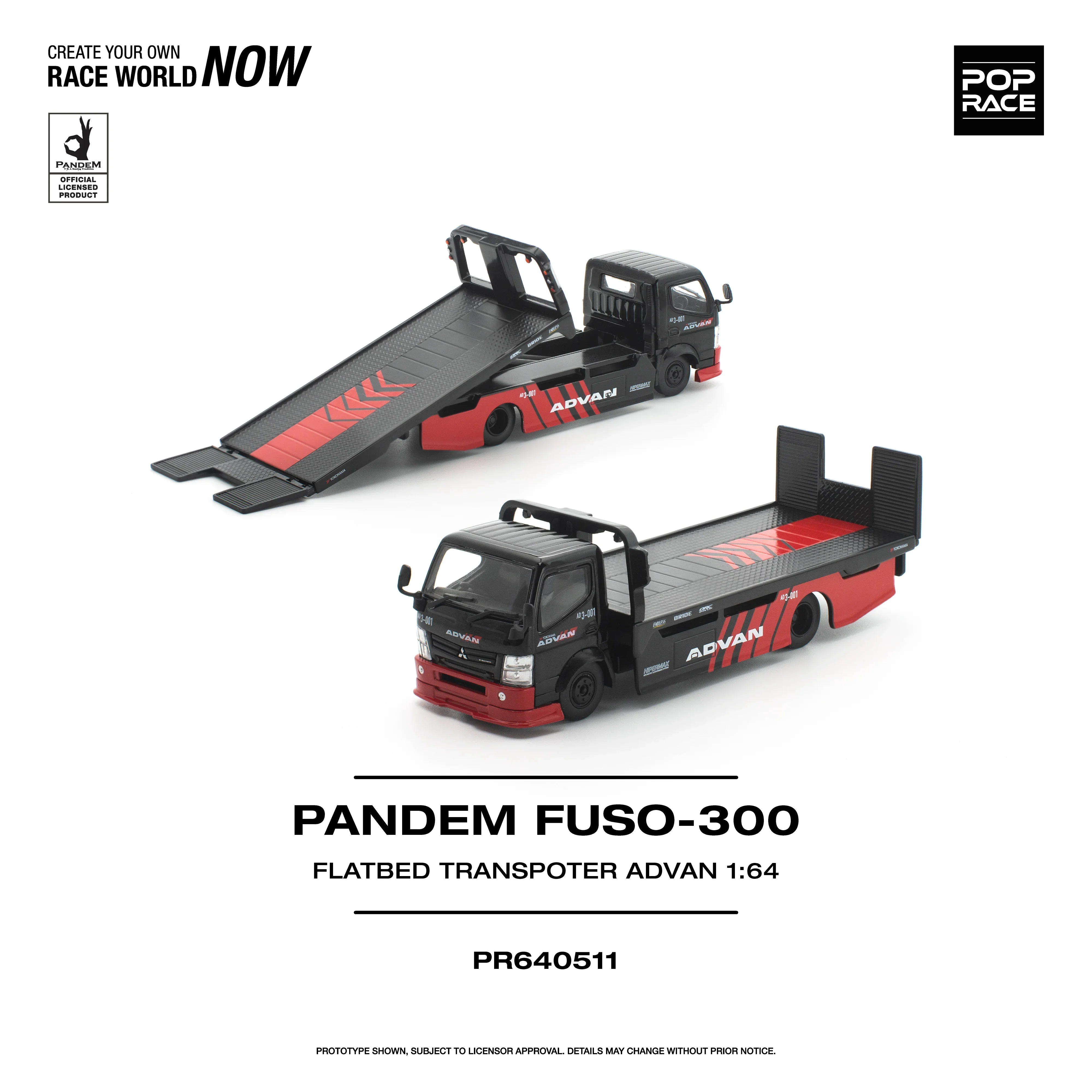 Premium scale diecast model car – *PRE-ORDER* Pandem Fuso 300 Flatbed Transporter Advan,1:64 Scale Collectible