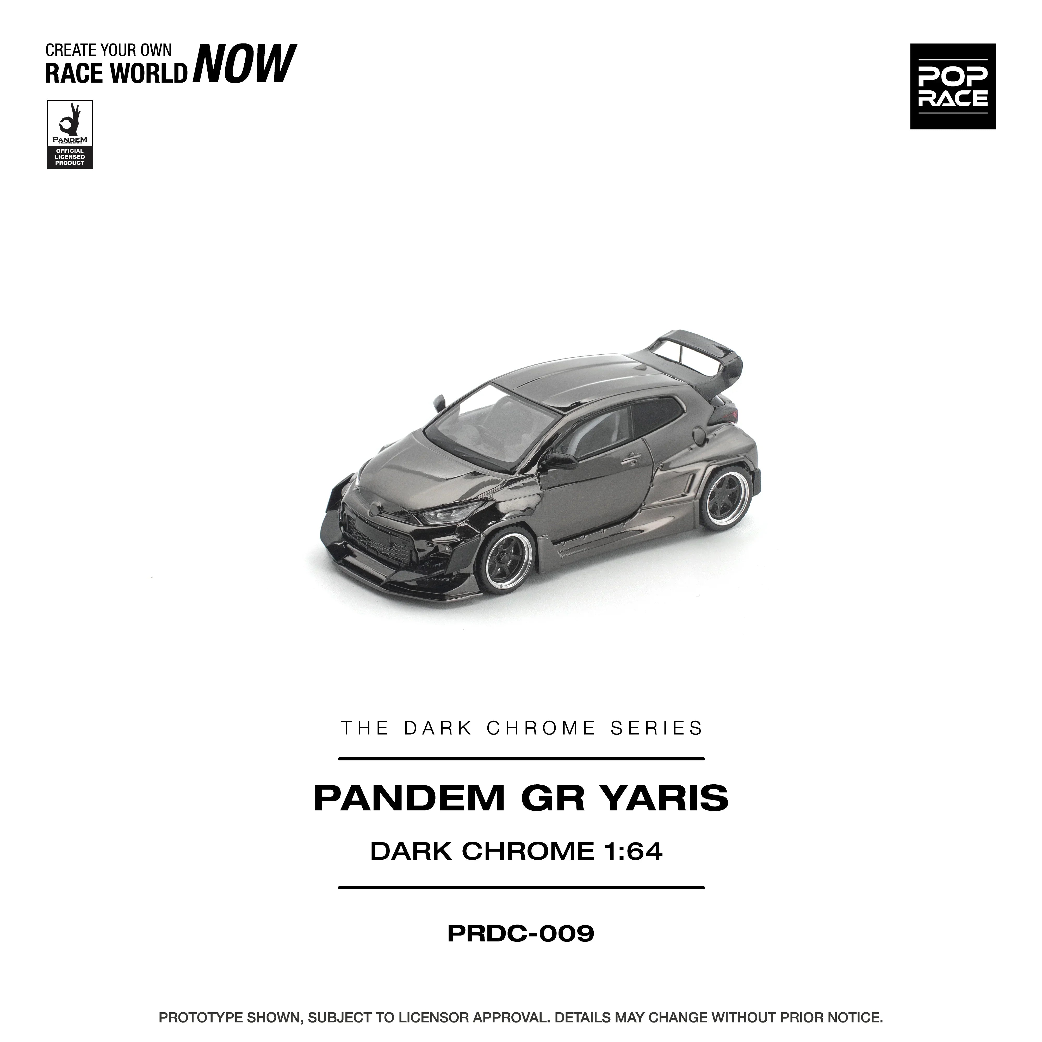 Premium scale diecast model car – *PRE-ORDER* Pandem GR Yaris, 1:64 Scale (Dark Chrome) Collectible